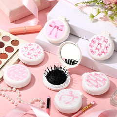 Meanplan brosse-coquette rose avec miroir, portable et pratique pour sac.