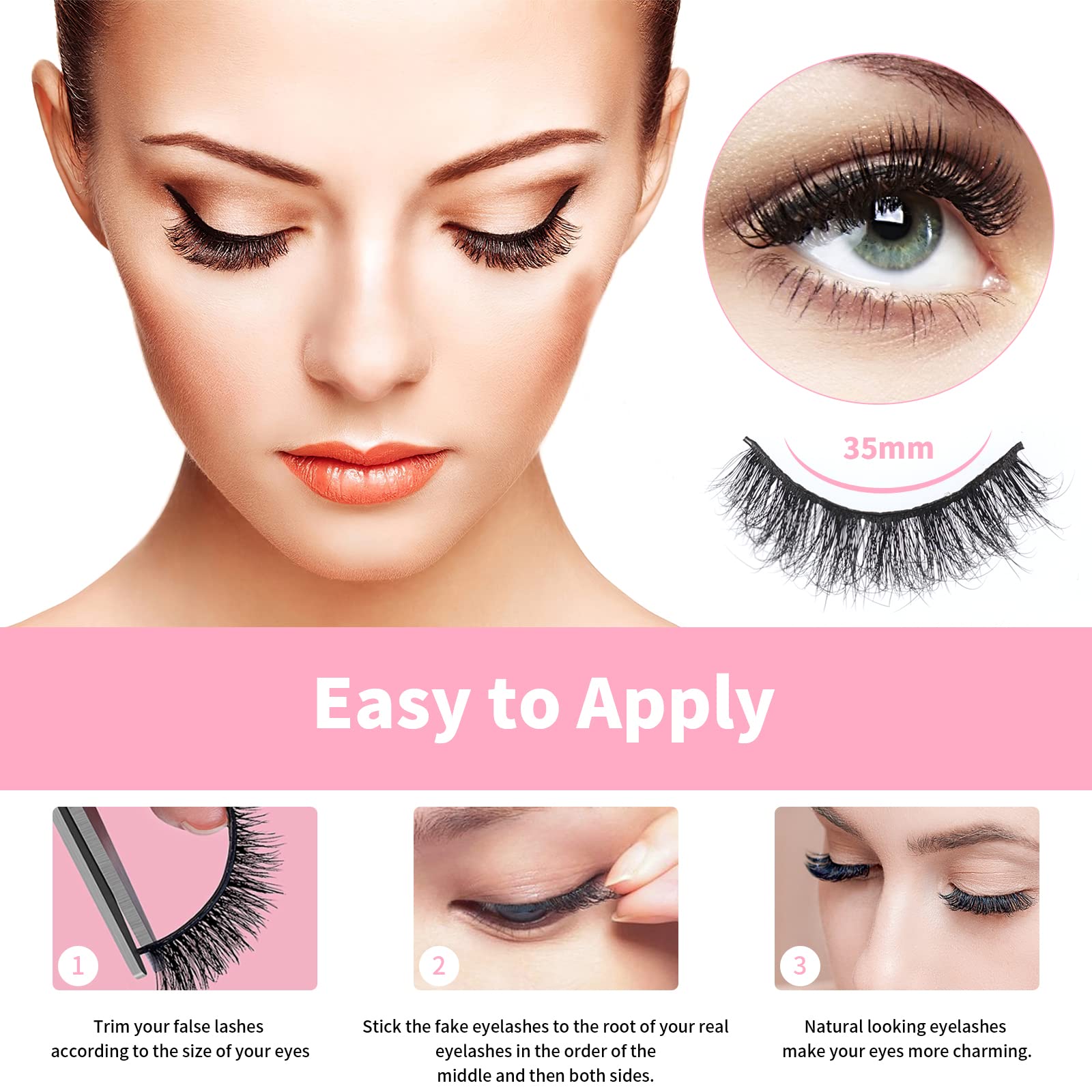 Cils Mebver pack sept paires, choix polyvalent pour looks variés.