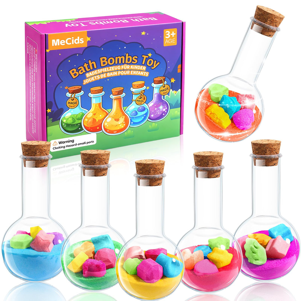 MeCids Potion Magique Bouteille transforme le bain en aventure colorée pour les enfants.
