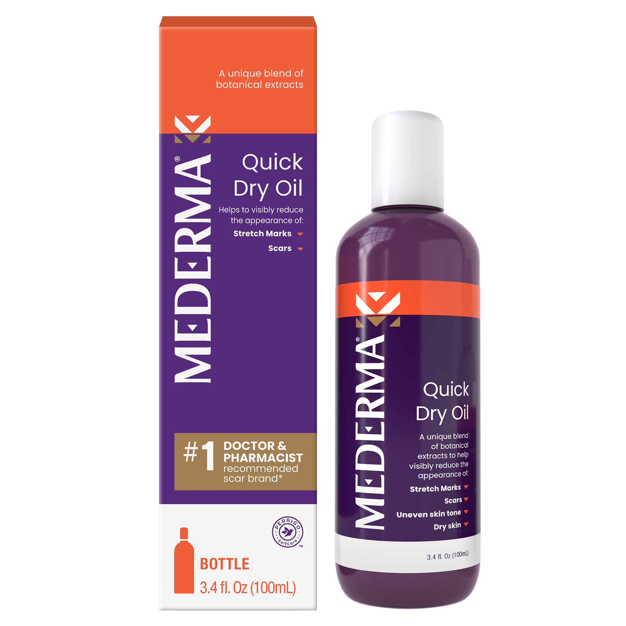 Mederma huile absorption rapide sur flacon: peau hydratée et douce
