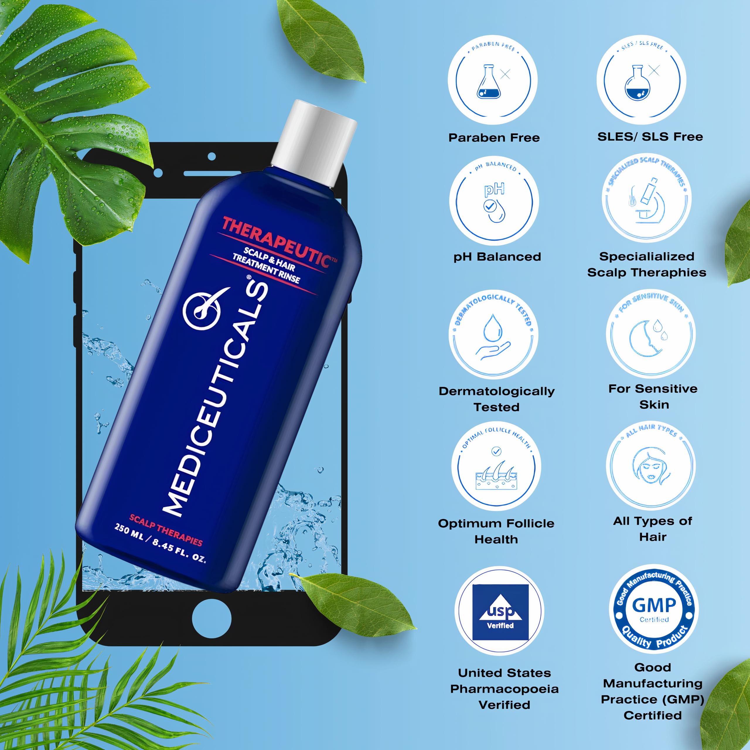 Étiquette Bioactifs du conditionneur Mediceuticals, soin nourrissant.