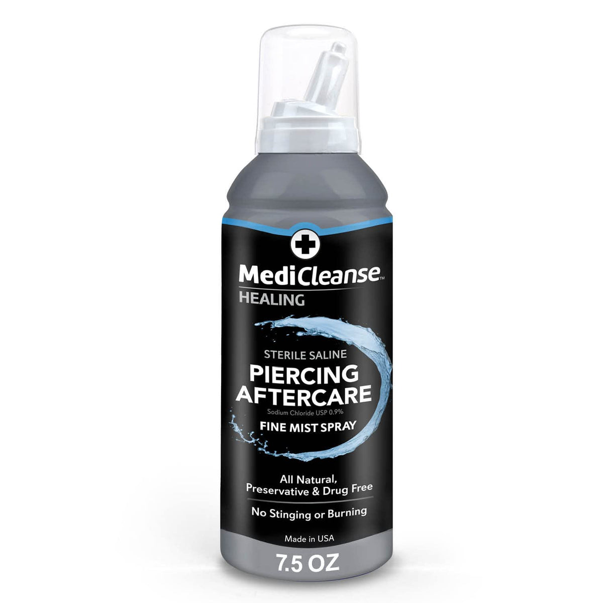 MediCleanse : brume fine pour perçages, nettoyage doux et efficace.