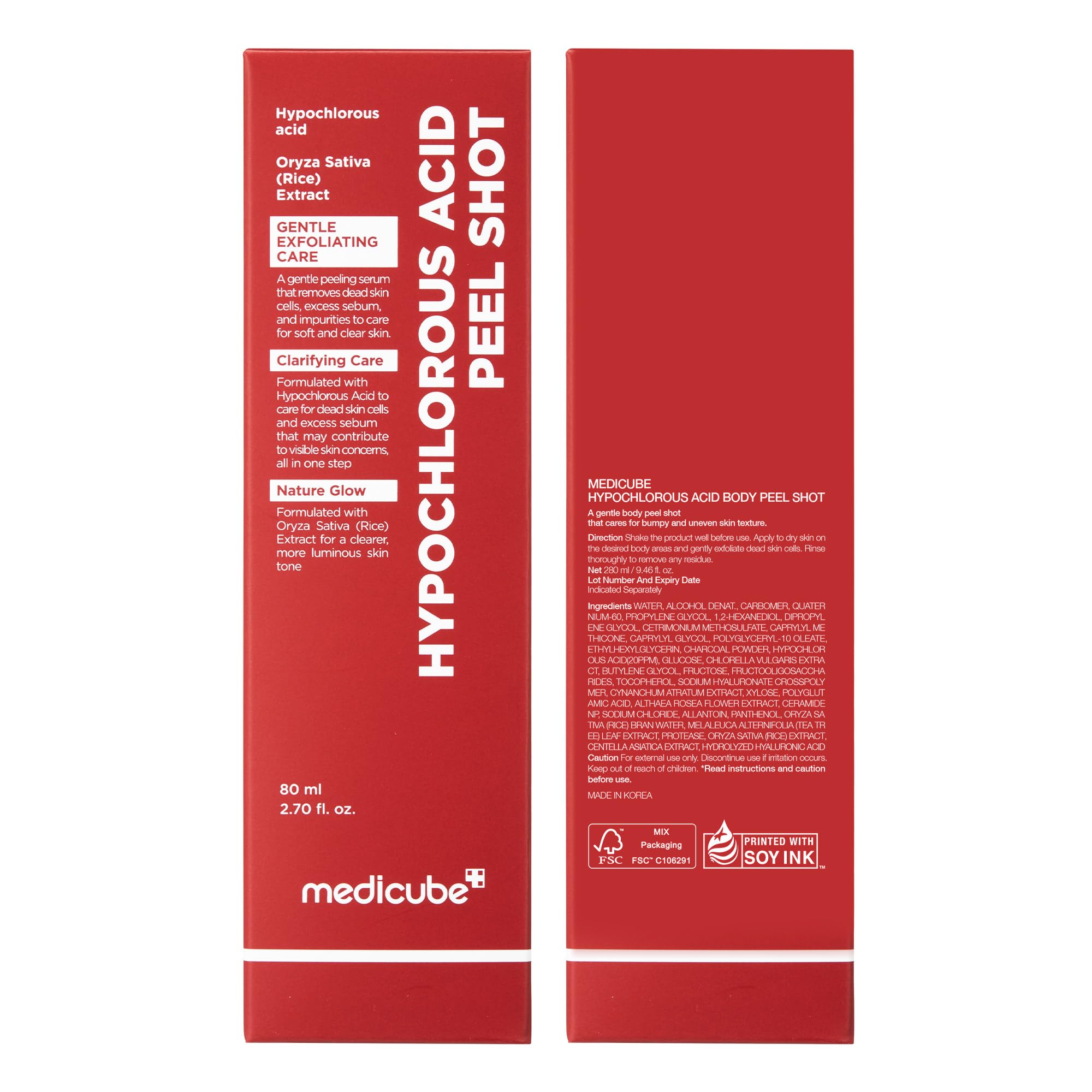 Medicube Body Peel Shot – peau plus lisse et lumineuse après application.
