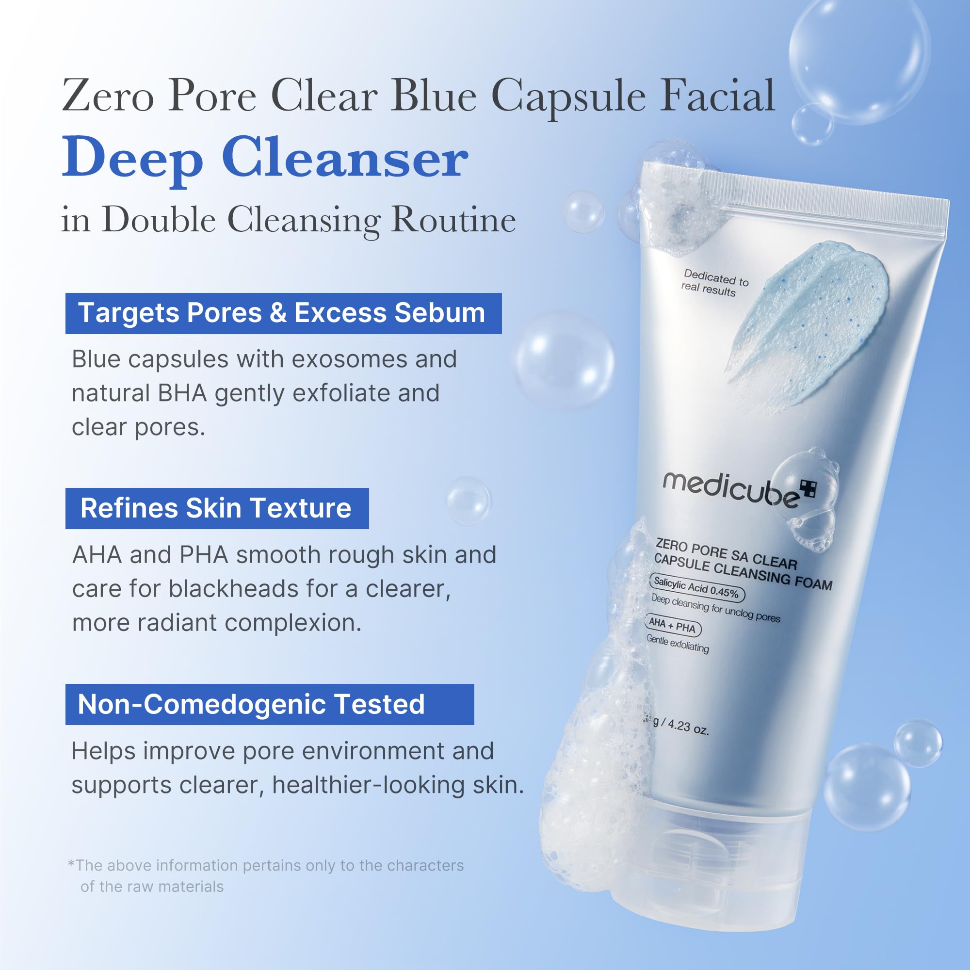 medicube capsules bleues exfoliantes, élimination en douceur des impuretés
