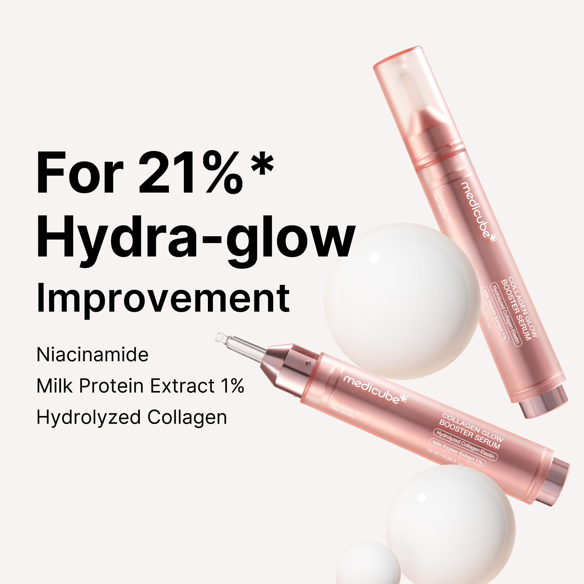 Medicube Collagen Glow: collagène hydrolysé pour une hydratation durable et peau plus souple.