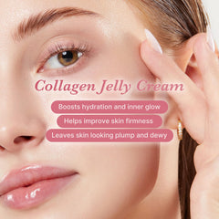 Application matin et soir du soin Medicube Collagen Jelly Cream sur le visage.