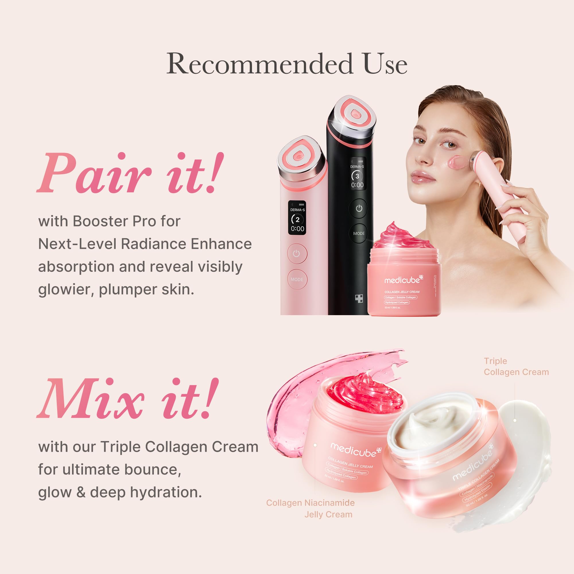 Contours du visage plus fermes après l’application du soin Medicube.