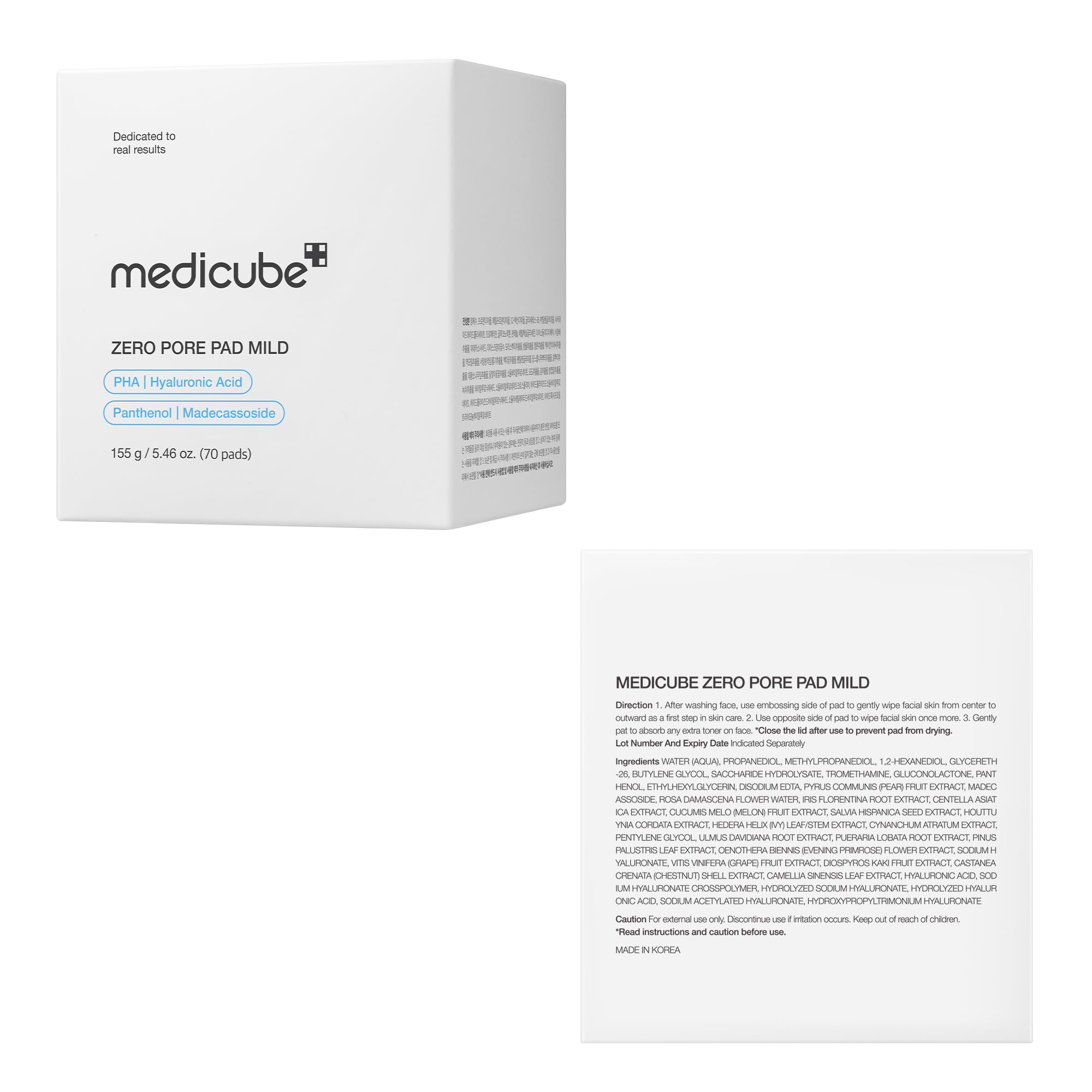 Coton tonifiant medicube zéro-pores doux: pack 70 cotons pratique