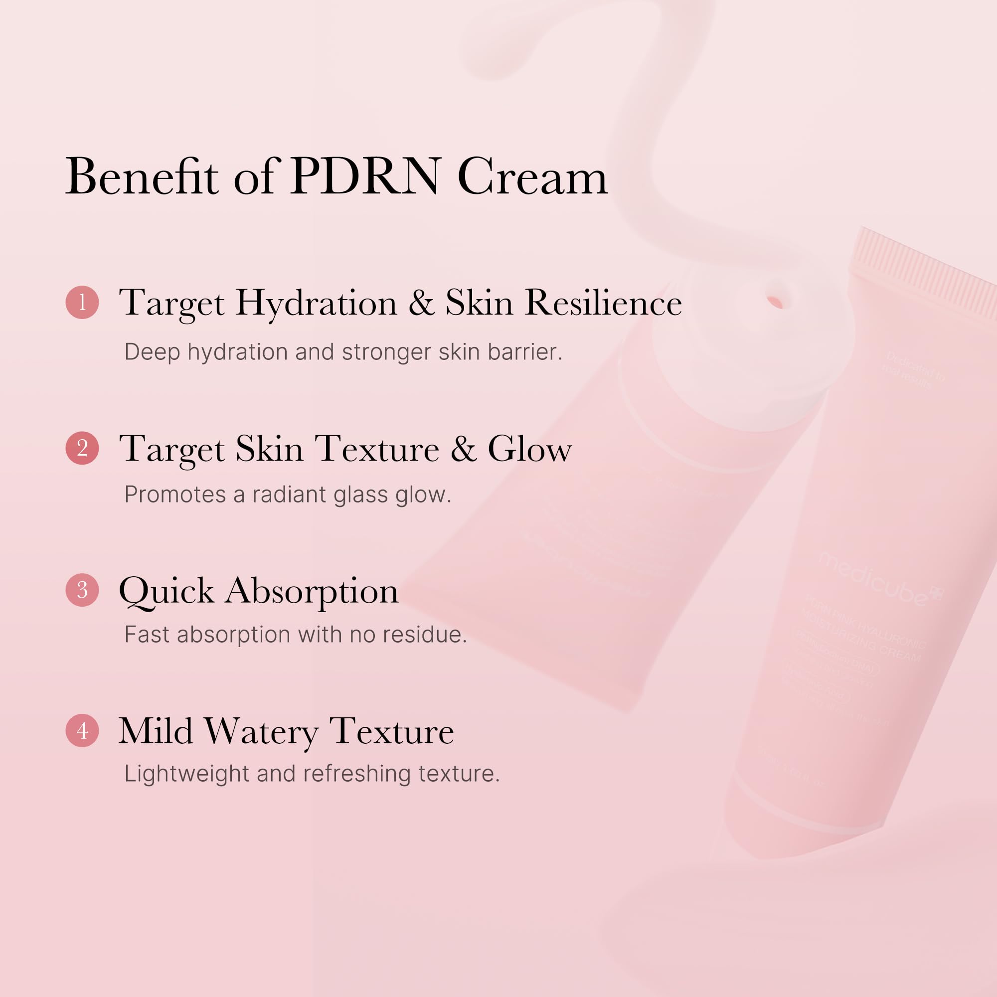 medicube crème absorption rapide sans gras, fini satinée pour usage quotidien.