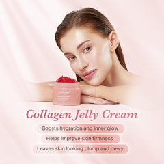 Application visage avec Medicube Crème Gelée Collagène pour une peau lumineuse.