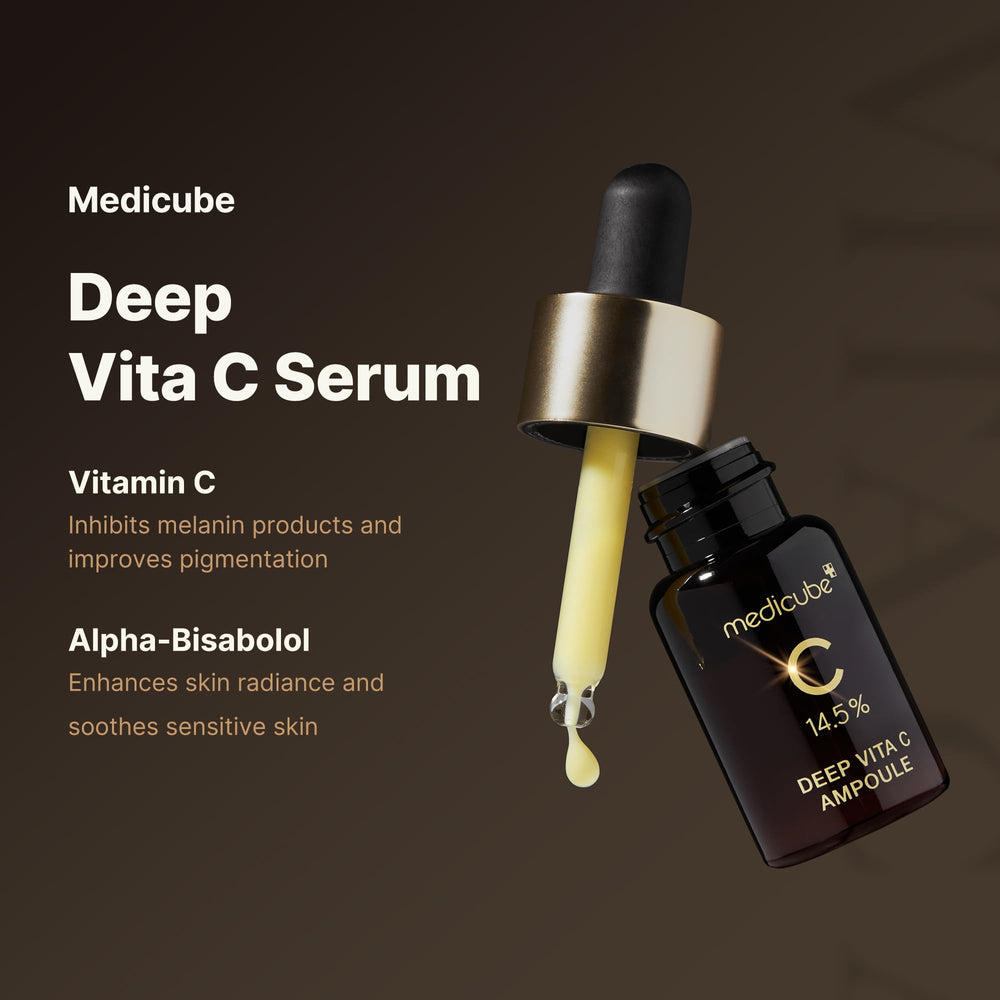 Medicube Deep Vita C Serum – application sur le visage après nettoyage.