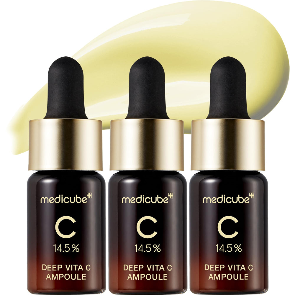 Medicube Deep Vita C Serum – flacon montrant une texture légère et hydratante.