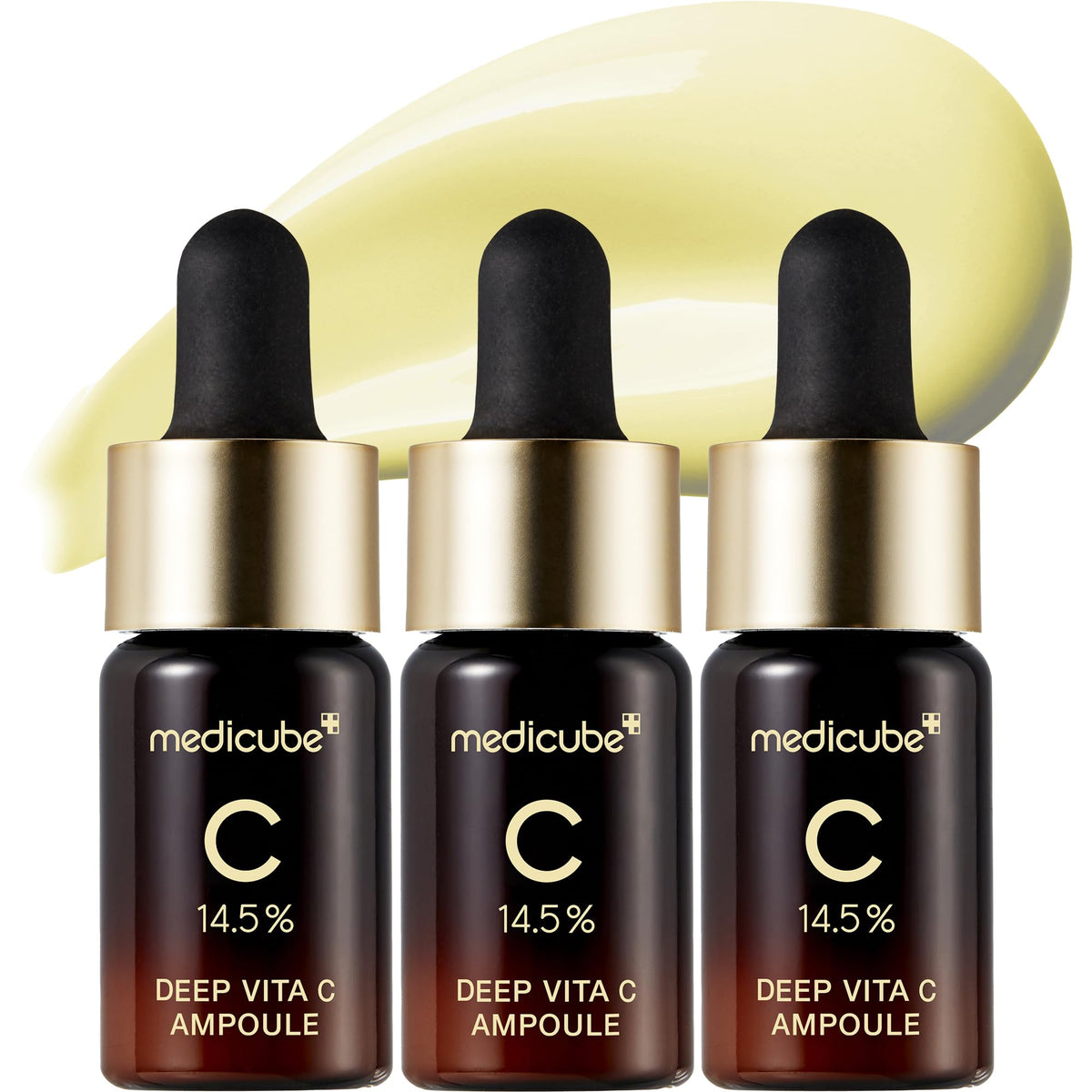 Medicube Deep Vita C Serum – flacon montrant une texture légère et hydratante.