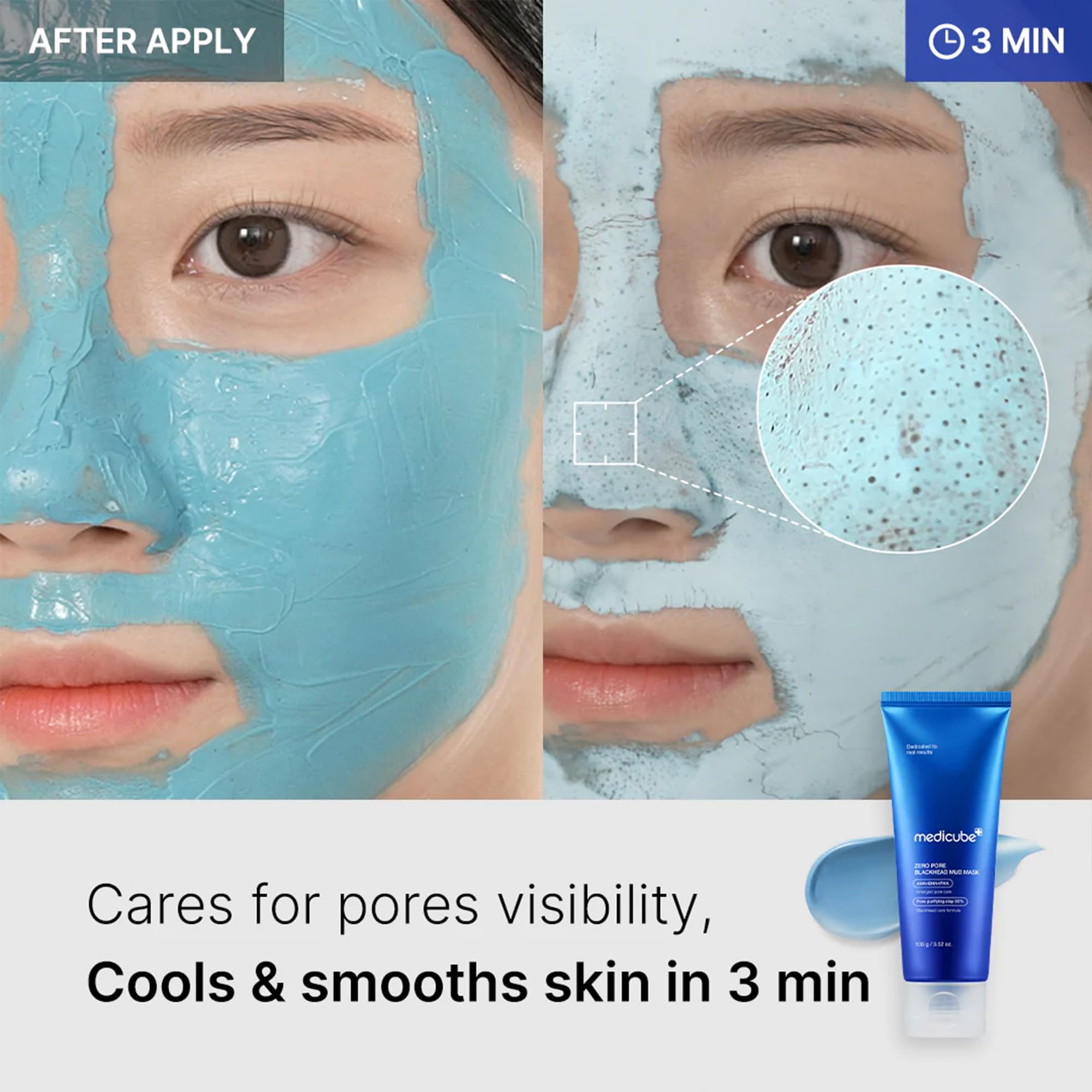 Medicube effet rafraîchissant sur la peau et teint clair.