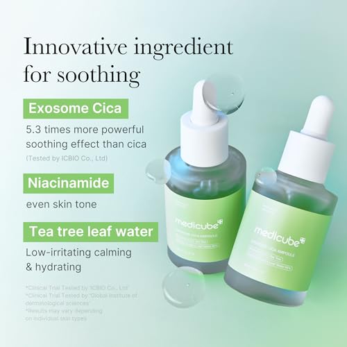 Medicube Exosome Cica Tea Tree Ampoule: hydrate rapidement sans film gras.