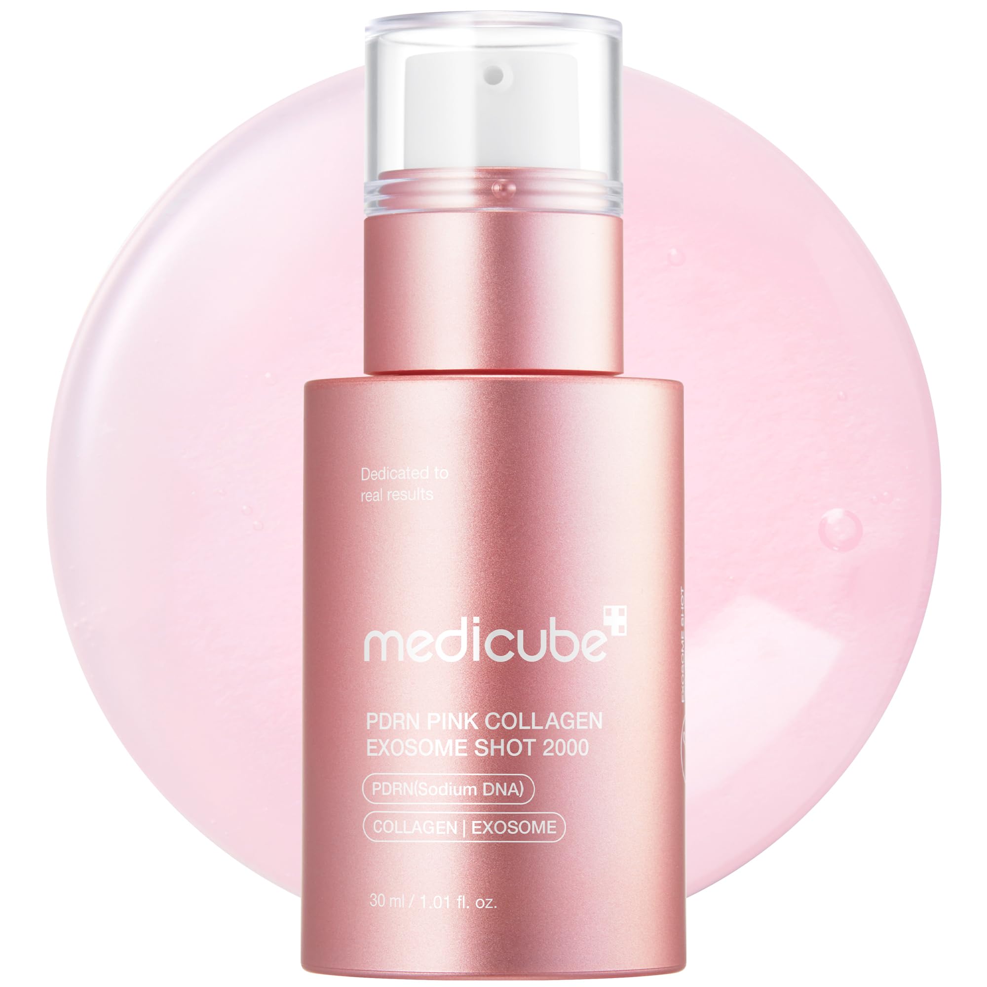 Medicube Exosome Shot PDRN Collagene Rose – bouteille prête pour un teint éclatant