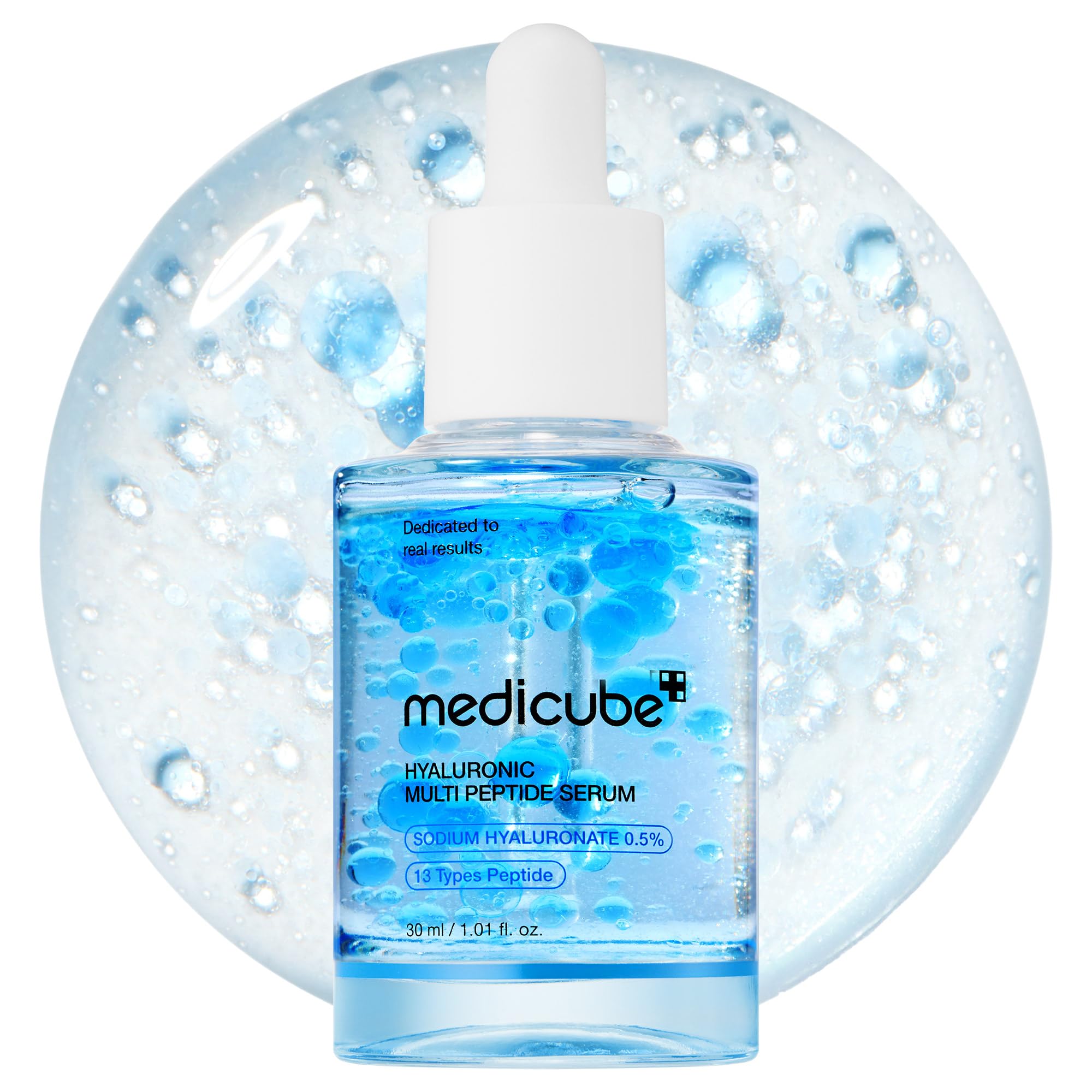 Medicube Hyaluronic Multi Peptide PDRN Serum bottle showing lightweight hydration for all skin types