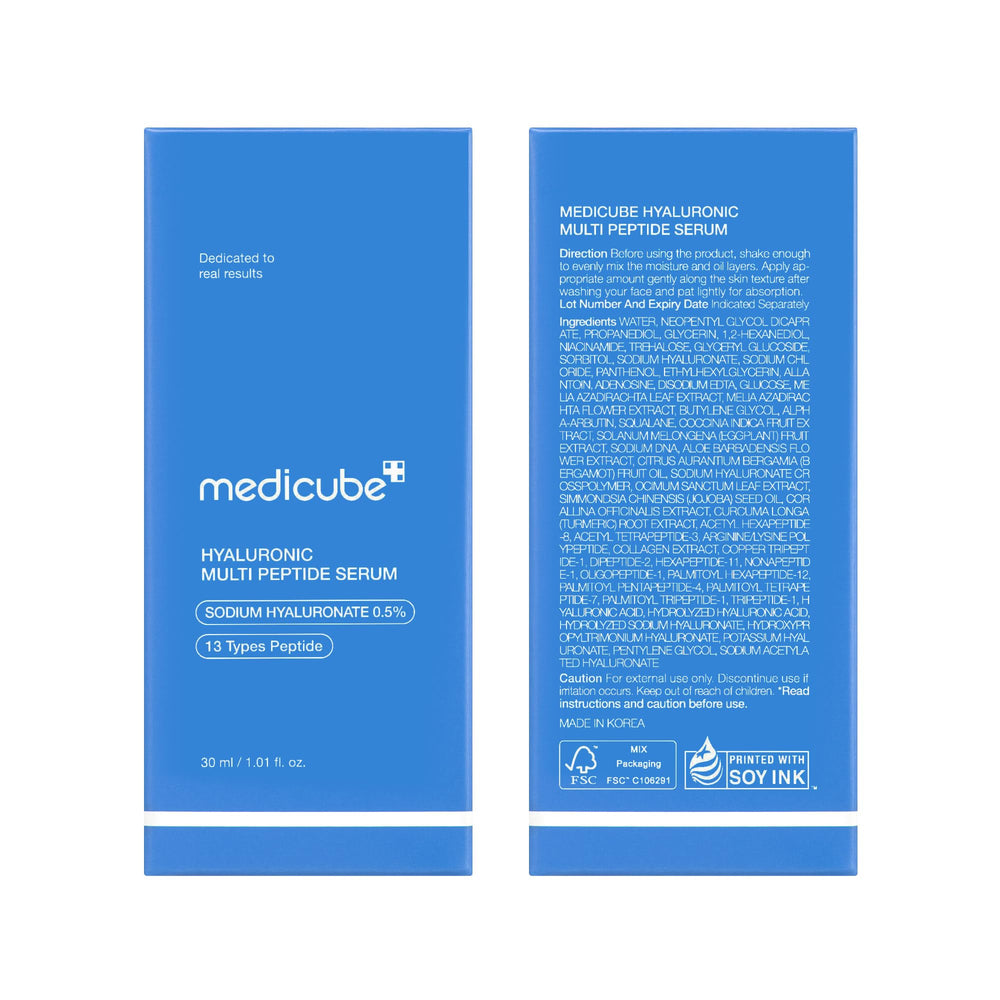 Medicube Hyaluronic Multi Peptide PDRN Serum packaging back shows clean design