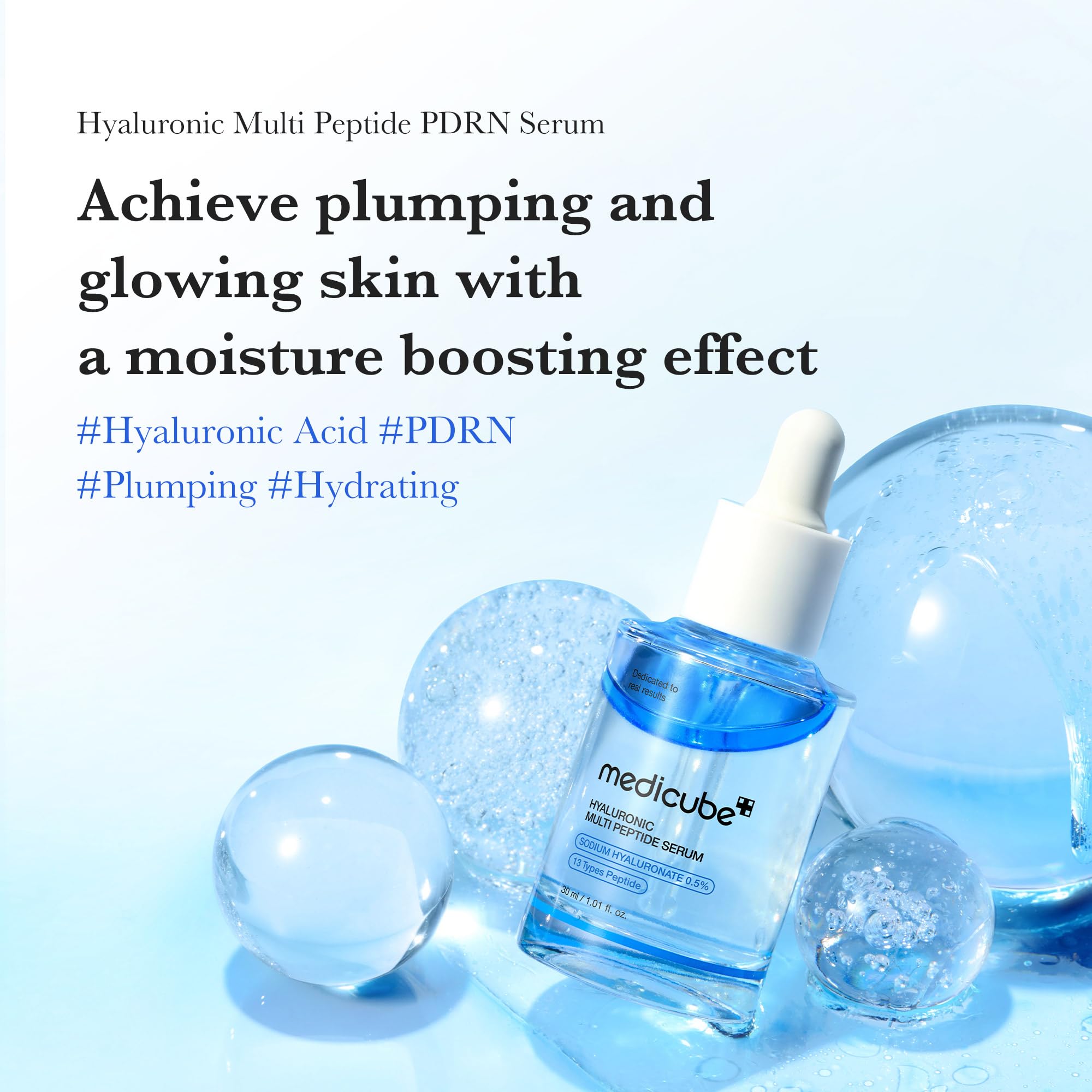 Medicube Hyaluronic Multi Peptide PDRN Serum pump enabling quick daily moisture delivery