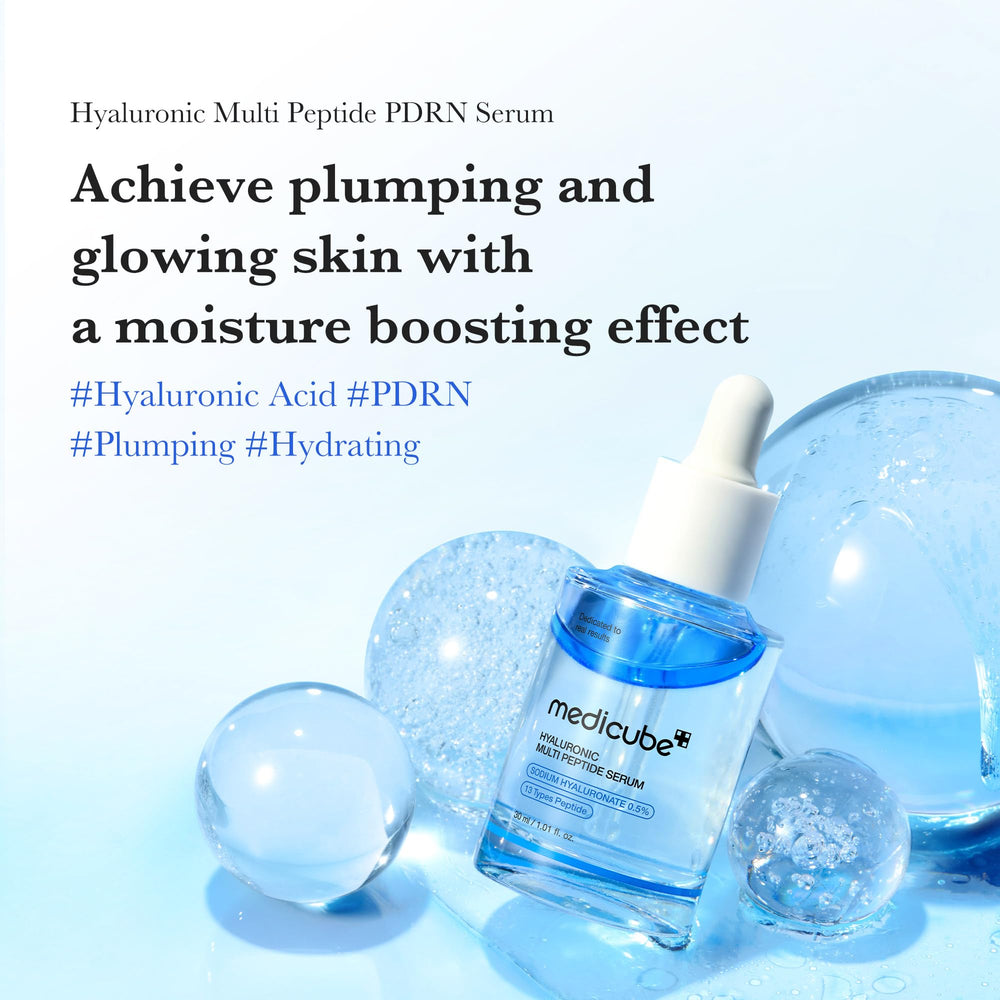 Medicube Hyaluronic Multi Peptide PDRN Serum pump enabling quick daily moisture delivery