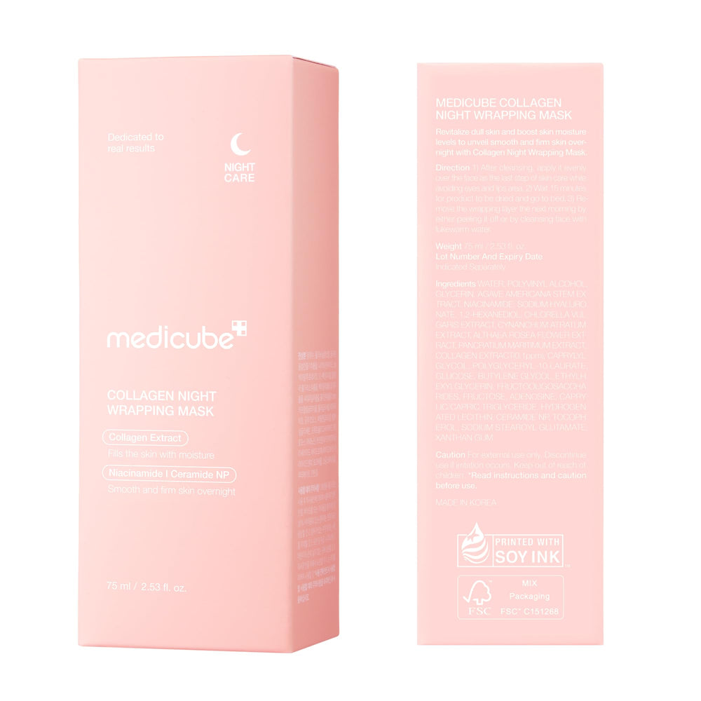 Medicube masque d'enveloppement collagène nuit visage routine nocturne efficace