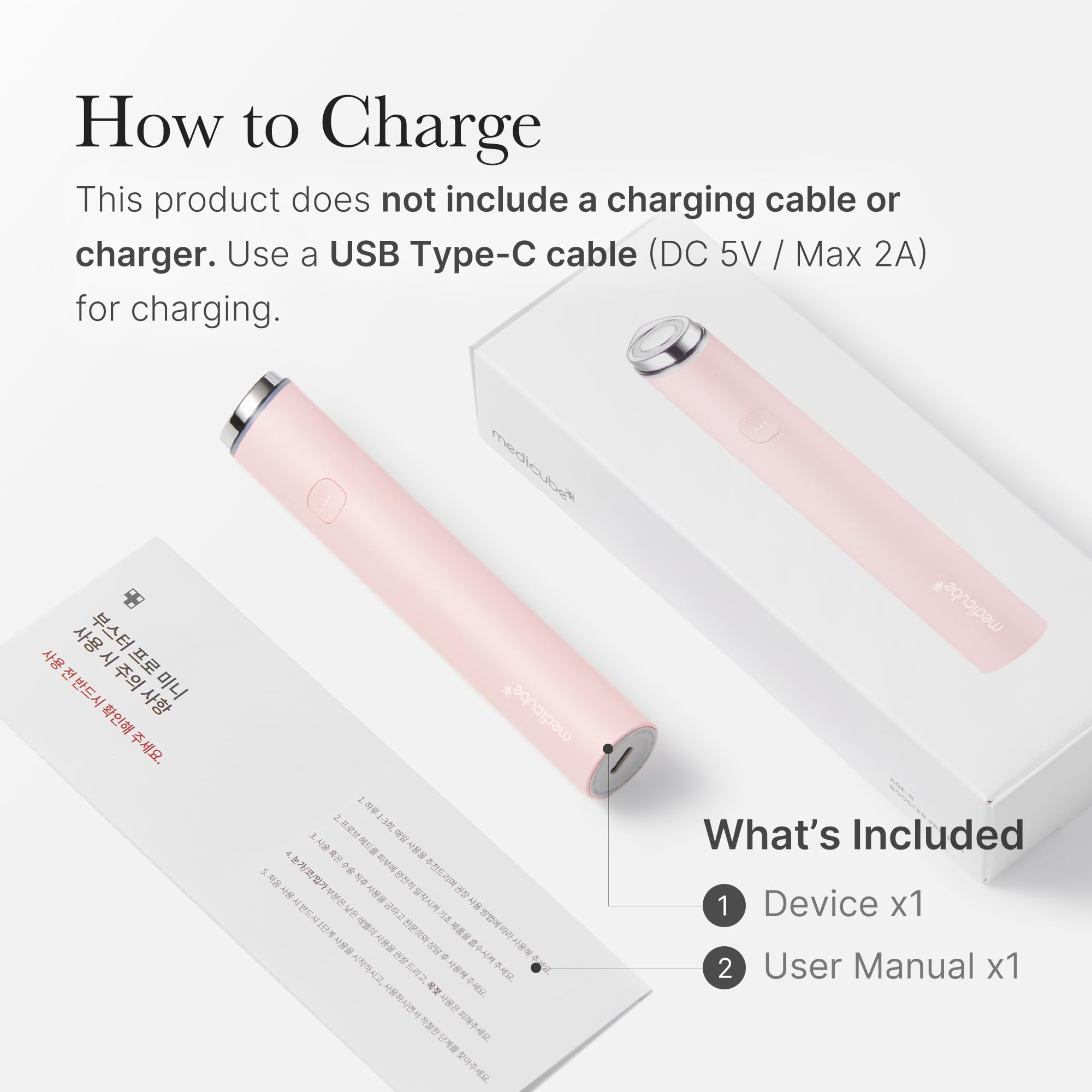 Medicube Mini Booster Pro White – chargement via USB-C pratique