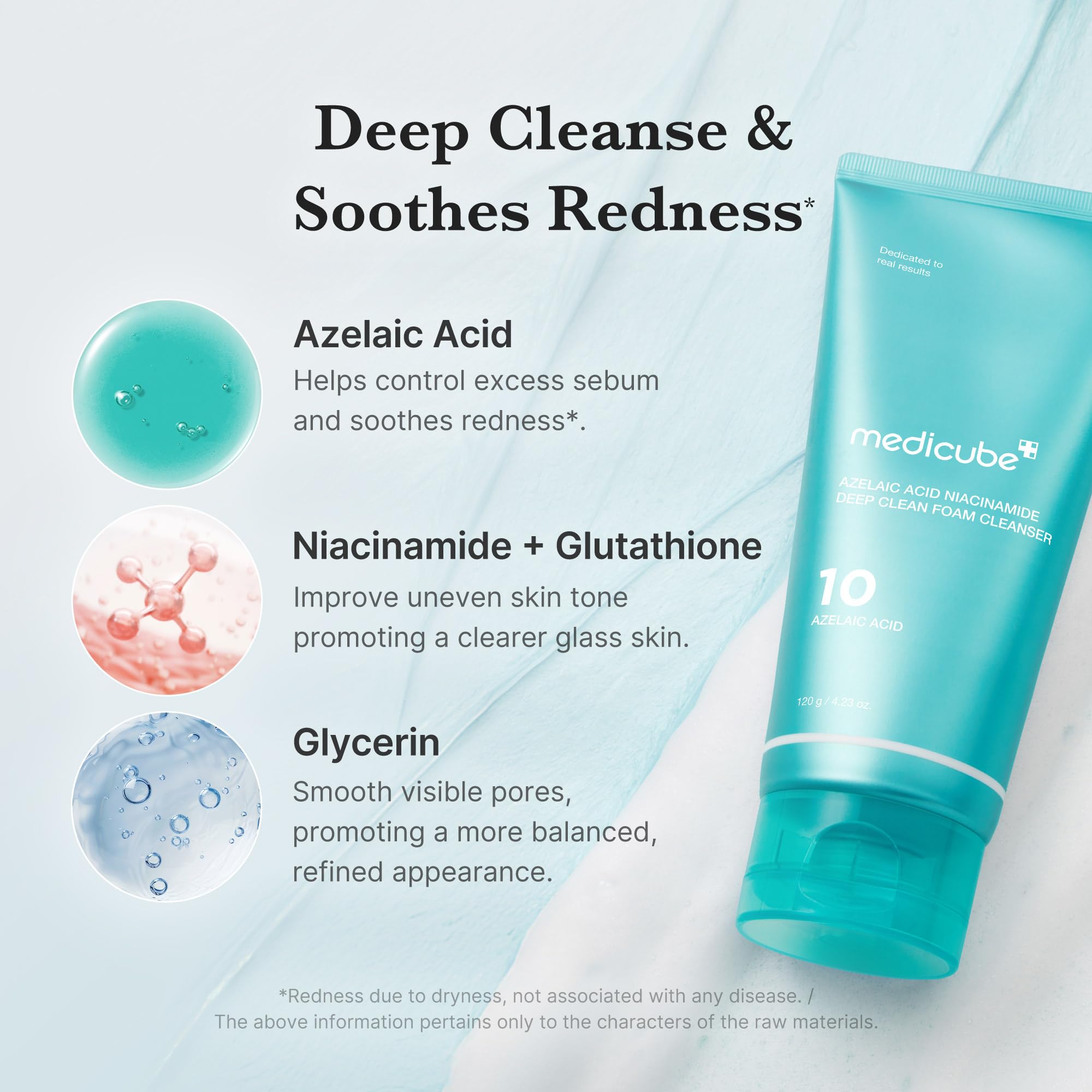 Medicube mousse crémeuse nettoyante pour une peau propre et lisse.