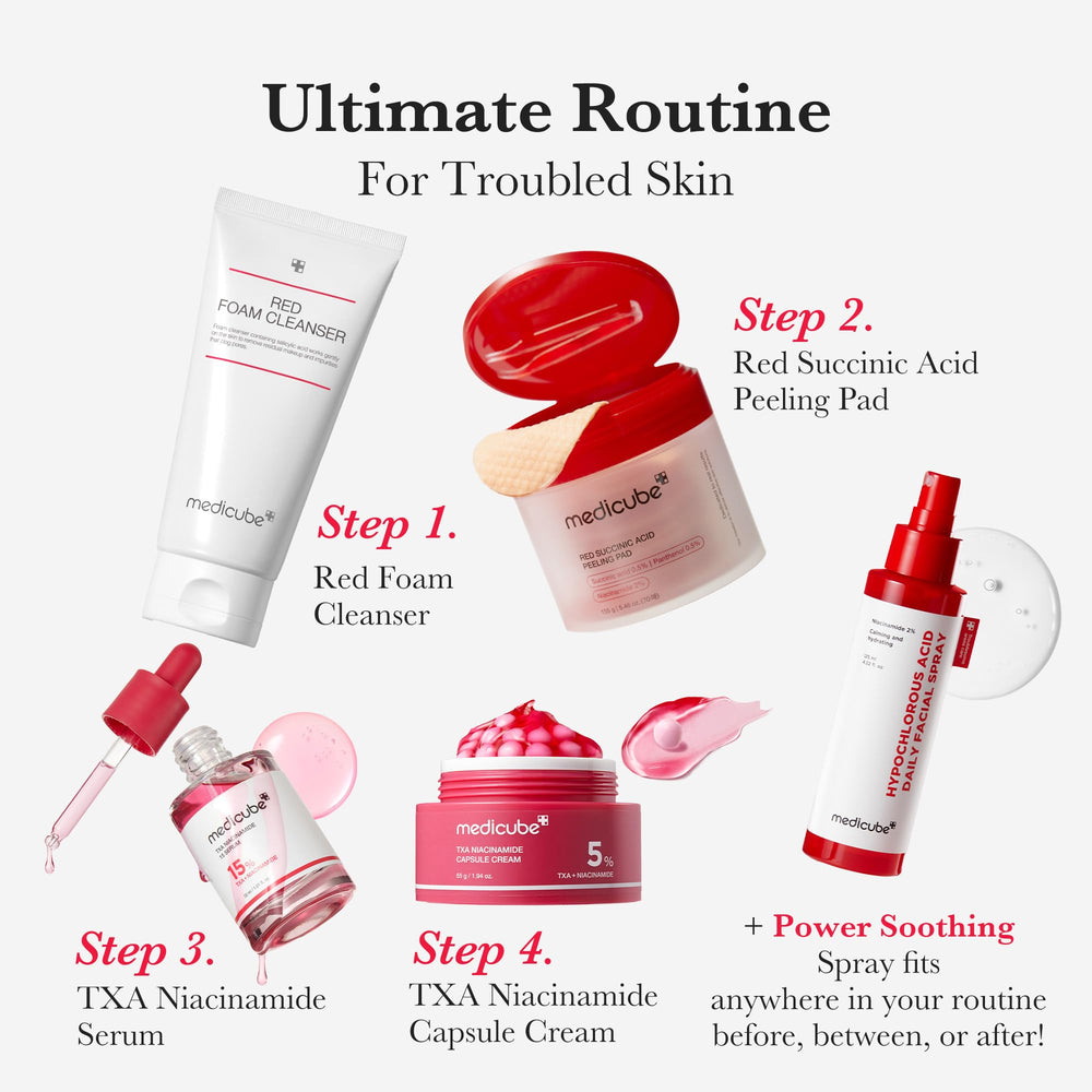 Medicube Nettoyant Mousse Rouge Conception Dermatologues : formulation élaborée avec dermatologues pour efficacité mesurée.