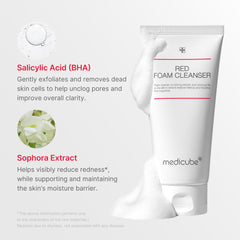 Medicube Nettoyant Mousse Rouge Massage Visage : purifie en douceur et rafraîchit la peau.