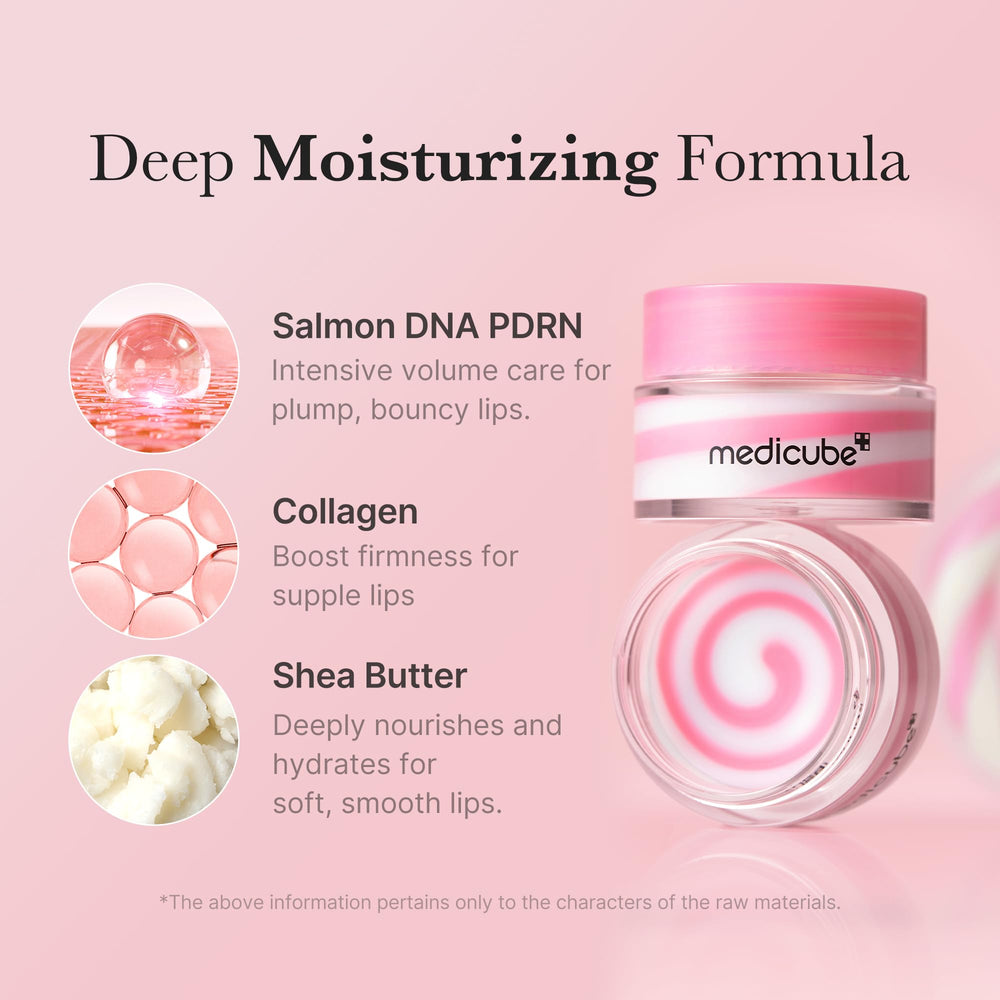 Medicube PDRN baume lèvres, effet lueur naturelle et hydratante.