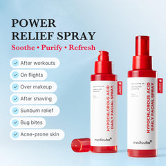 Medicube Power Soothing Spray close-up showing compact bottle for travel.