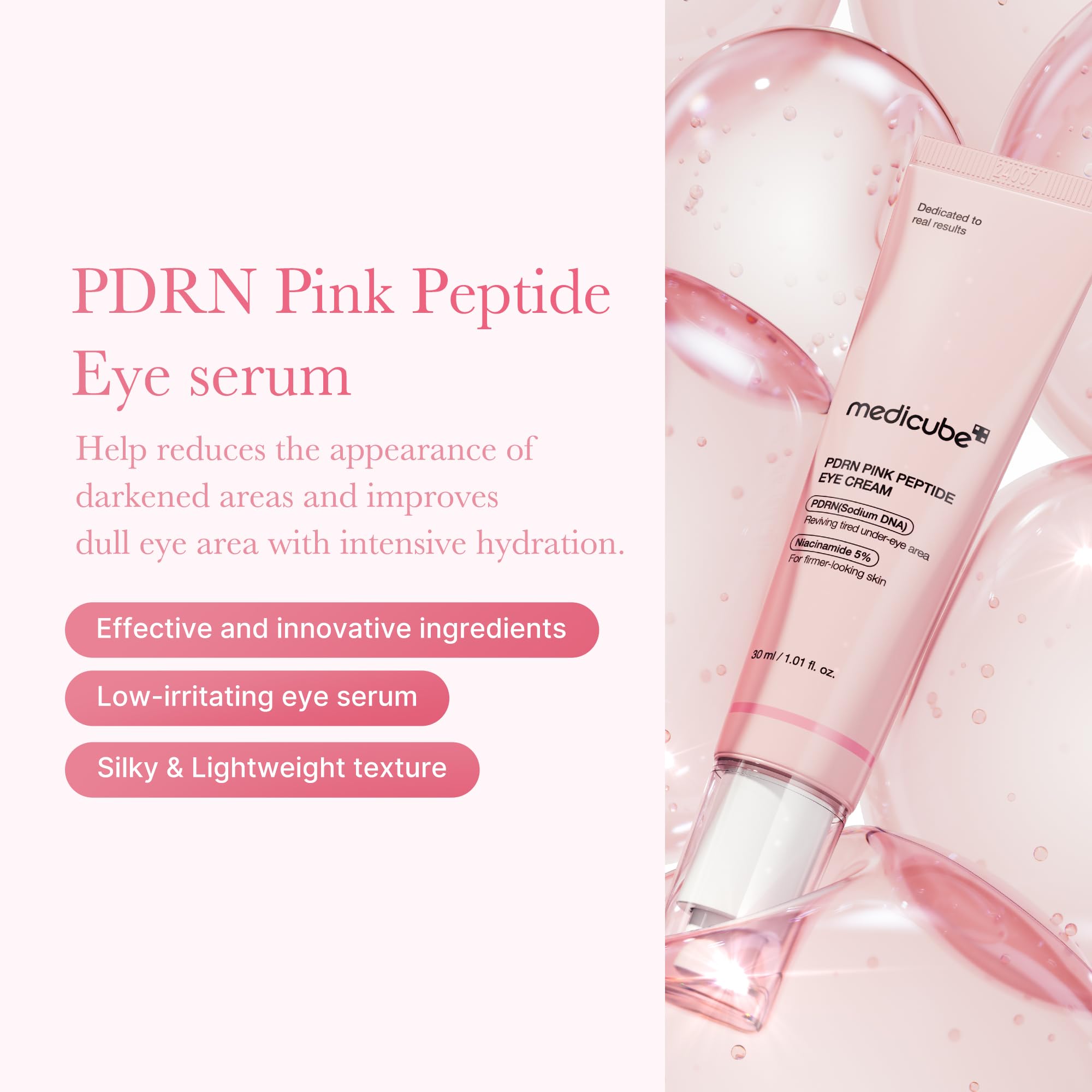 Sérum yeux medicube peptides roses illumine le regard