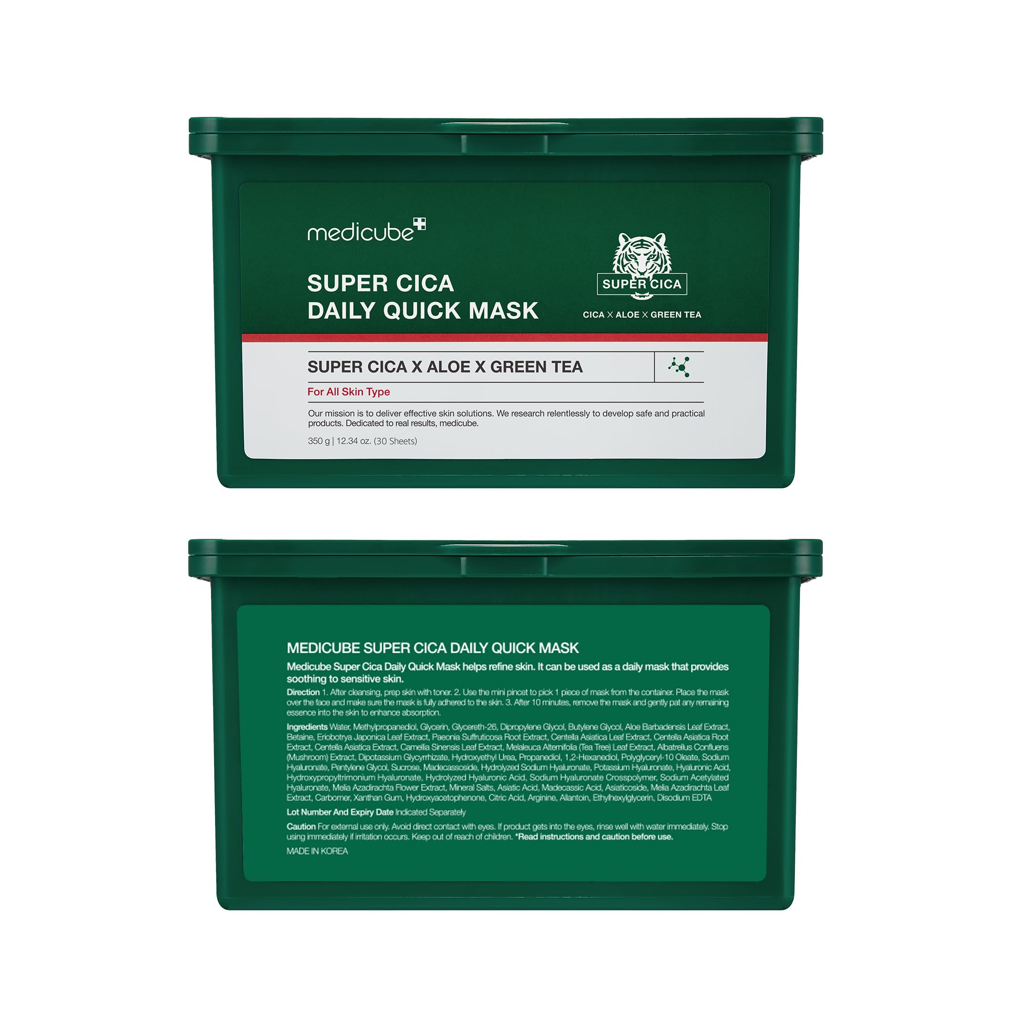 emballage FSC pour medicube Super Cica Daily, soin éthique et responsable.