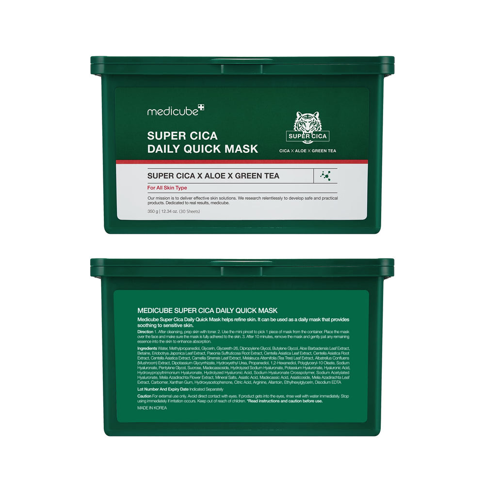emballage FSC pour medicube Super Cica Daily, soin éthique et responsable.