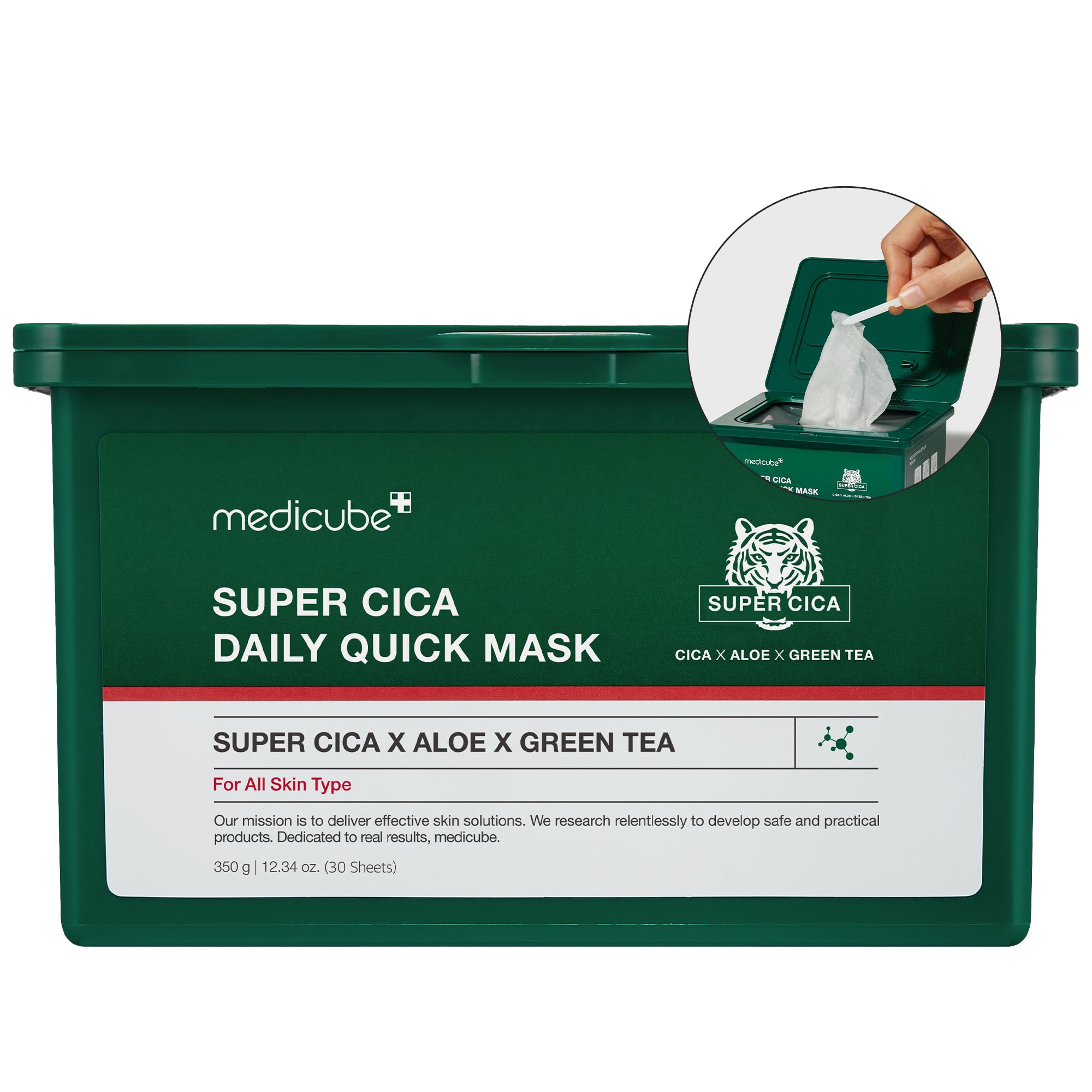 masque medicube Super Cica Daily Visage 60 secondes : rafraîchissant et apaisant.