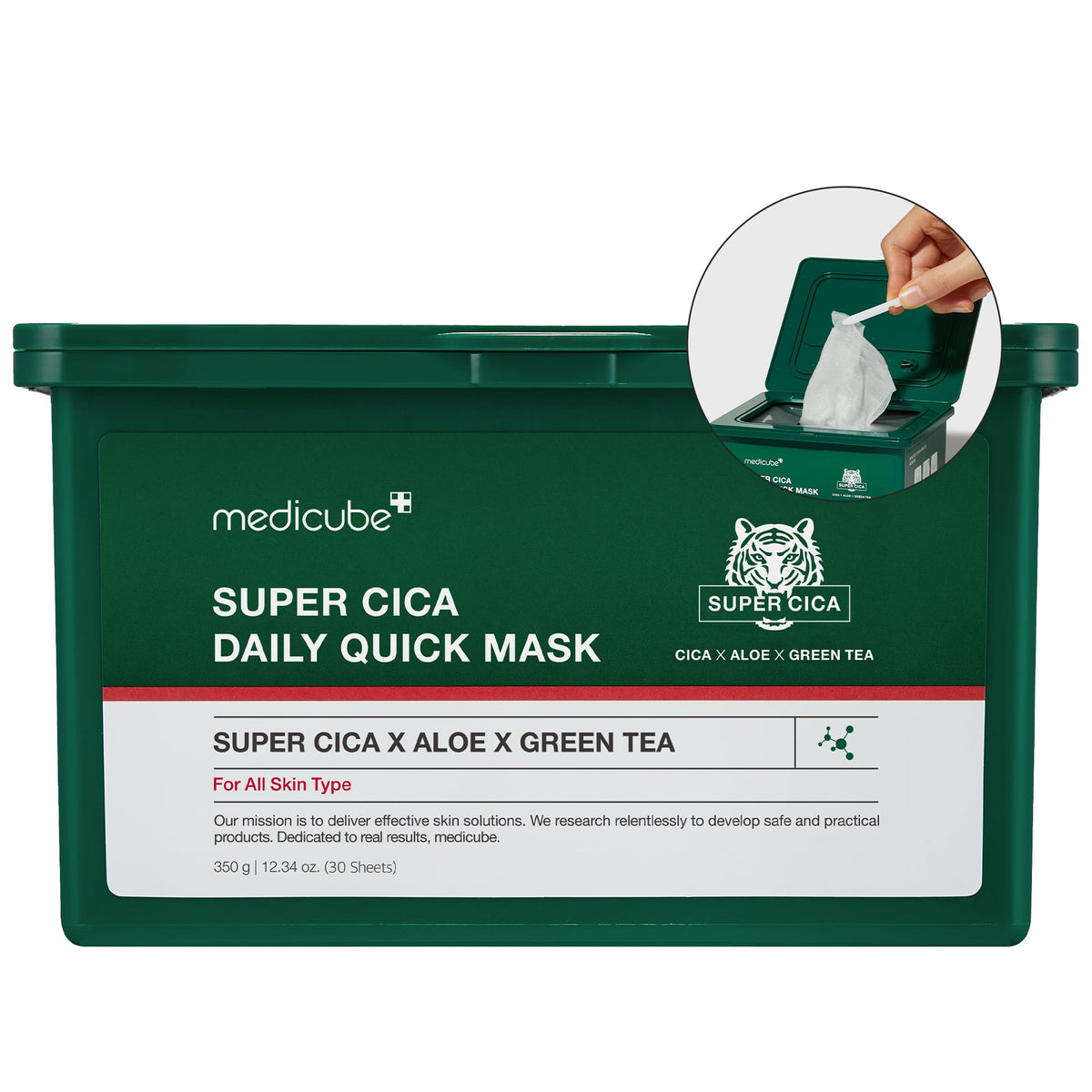 masque medicube Super Cica Daily Visage 60 secondes : rafraîchissant et apaisant.