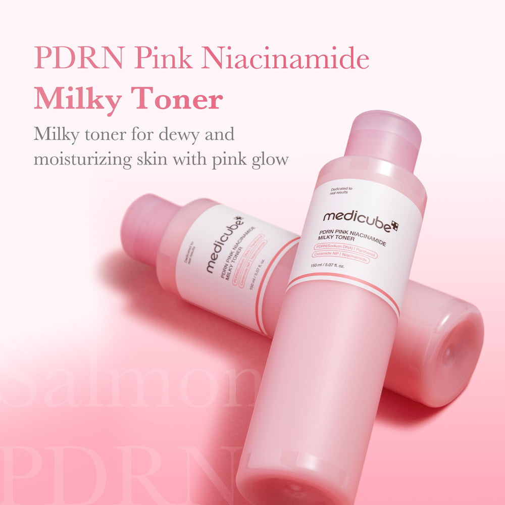 Medicube Toner PDRN-DNA Saumon, goutte d’application et douceur non collante.