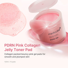 Medicube Toner Pad Saumon DNA PDRN Rose close-up montrant texture gel apaisante