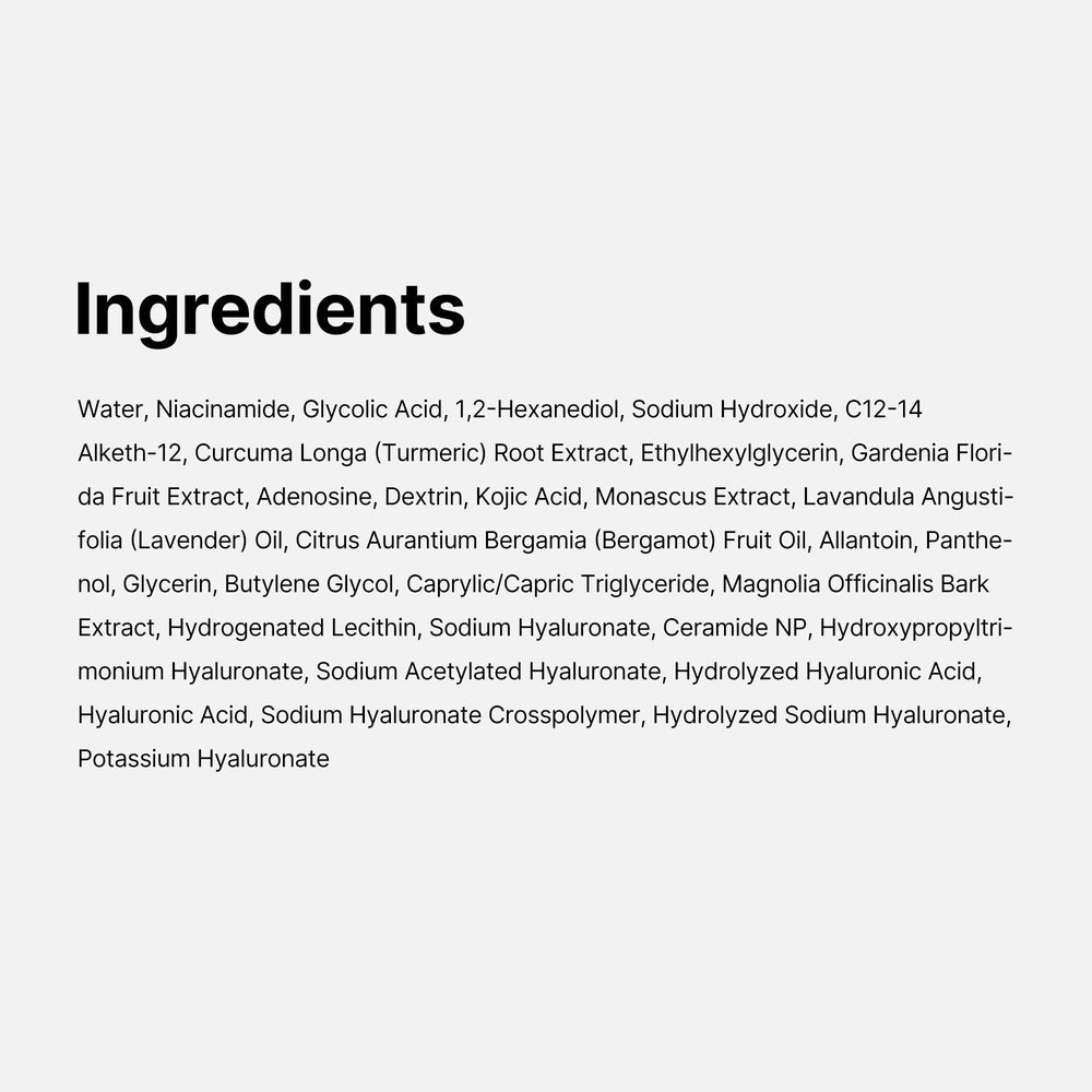 Medicube tonique acide kojique curcuma, hydratation légère et sensation non collante.