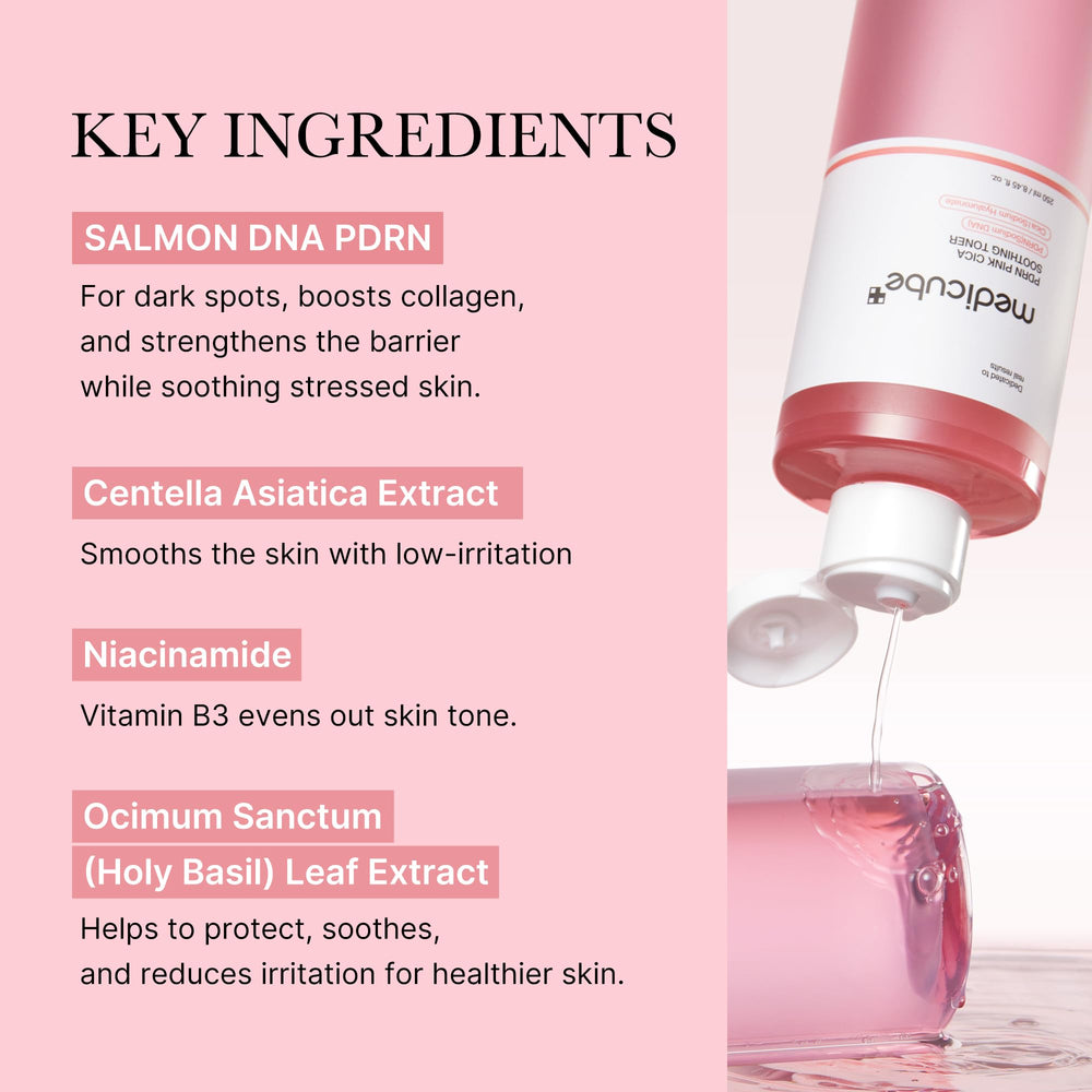 Medicube Tonique PDRN Salmon DNA, application sur peau, uniformise le teint.