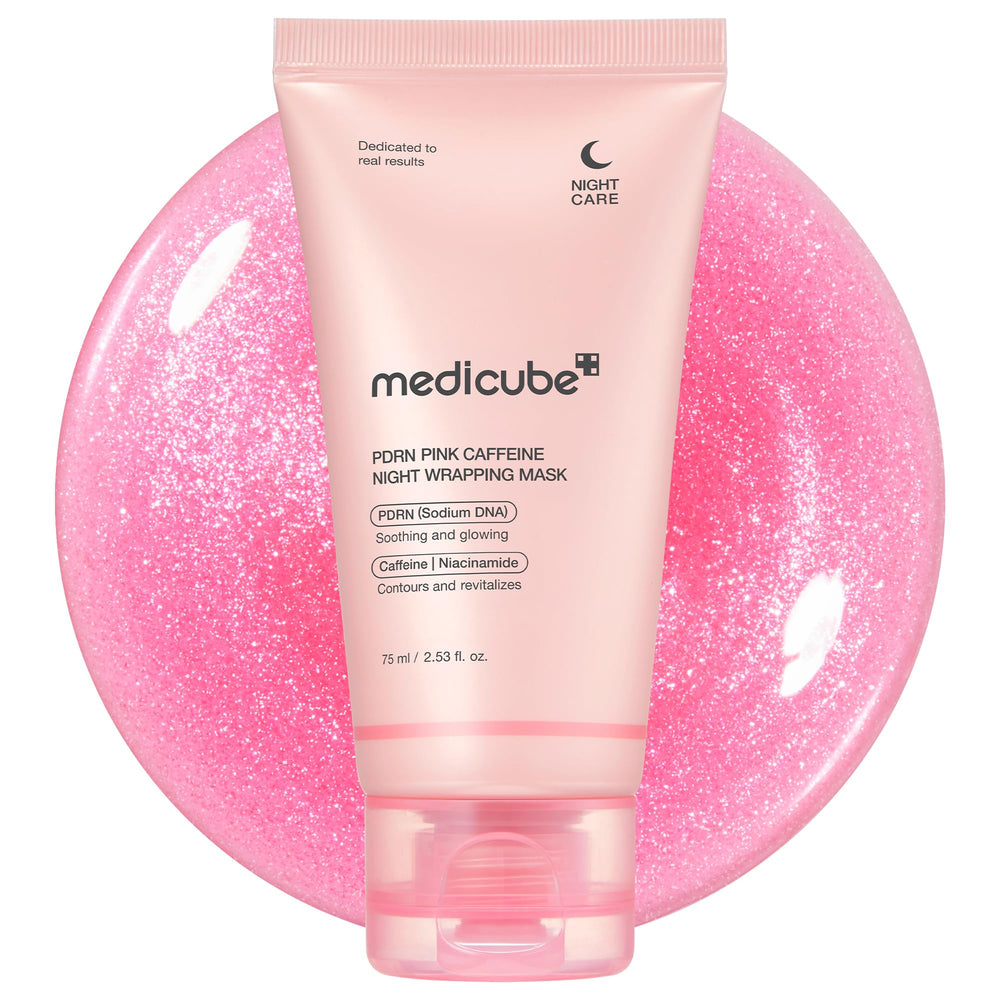 Medicube Wrapping Mask PDRN Caffeine : texture rose pour hydratation intense et éclat au réveil