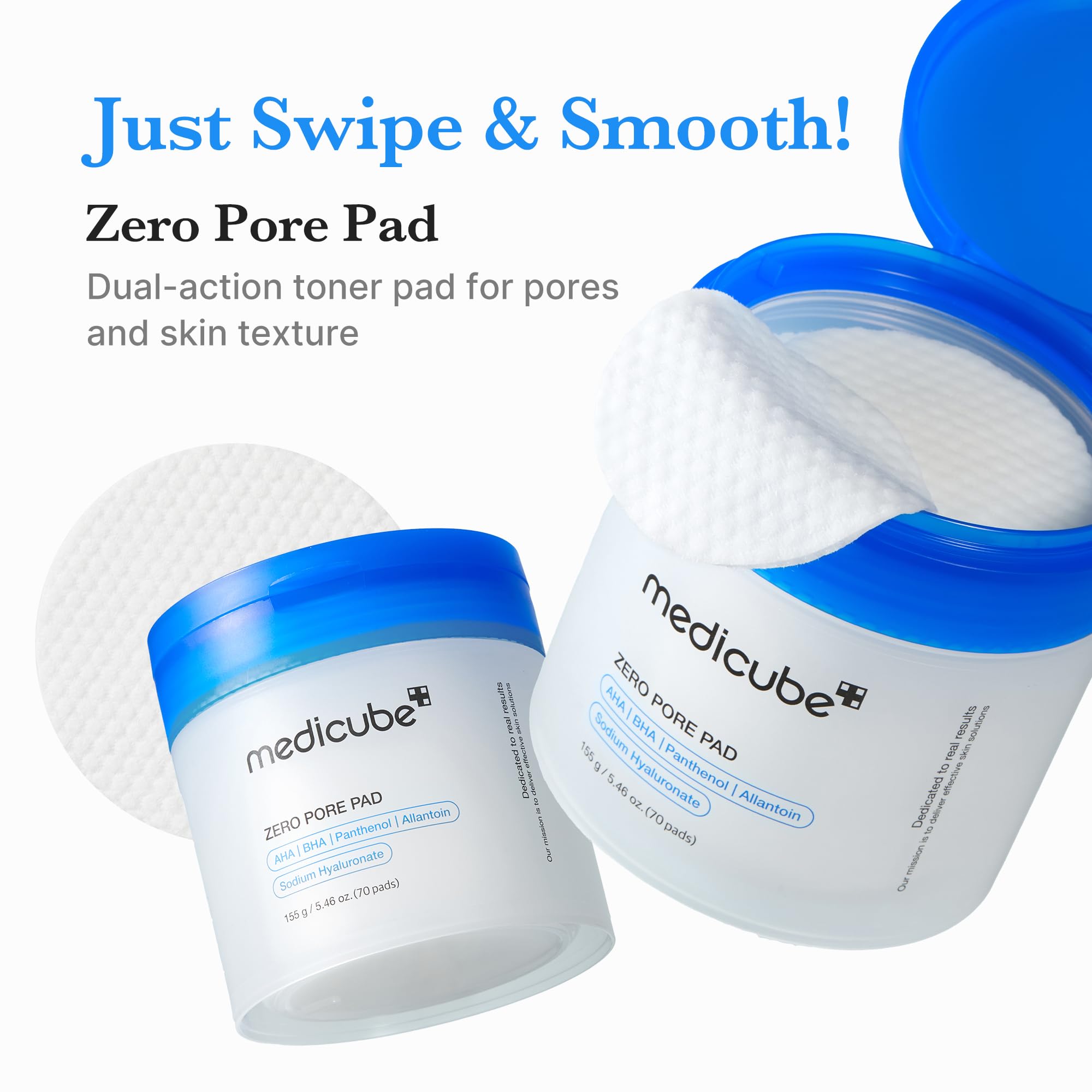 Medicube Zero Pore Pad 2.0 – côté satinée pour lisser et favoriser l’absorption des soins