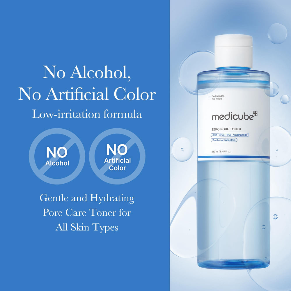 Medicube Zero Pore Toner — sans alcool, soin doux pour tous types de peau.