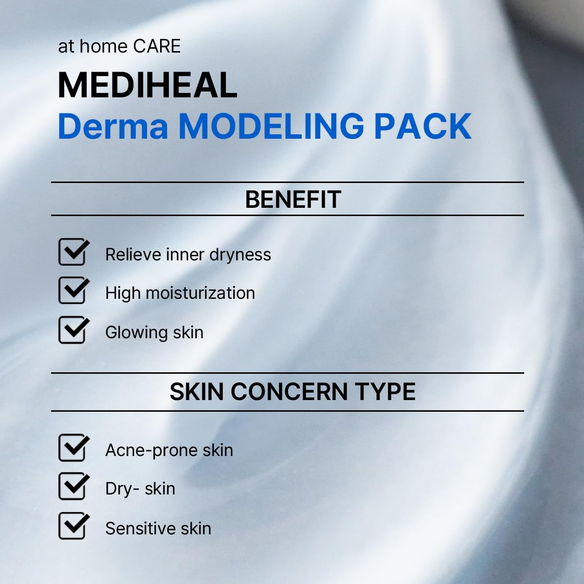Mediheal Derma Modeling Pack kit spa maison, routine rapide et efficace pour le soin.