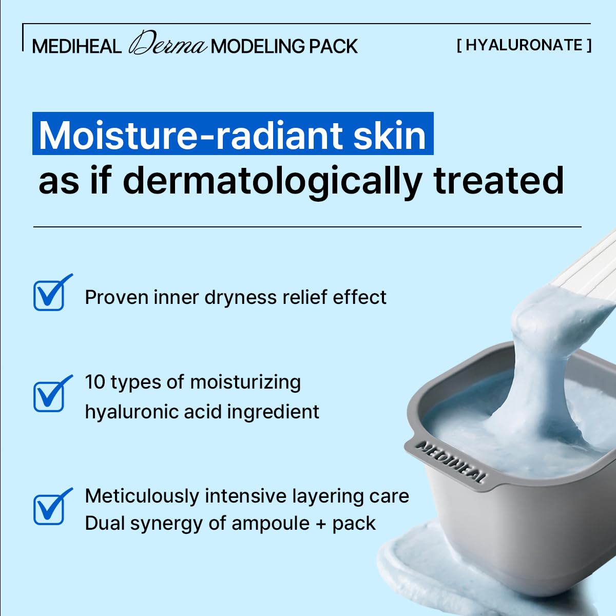 Mediheal Derma Modeling Pack masque gel glacé, sensation rafraîchissante et hydratante.