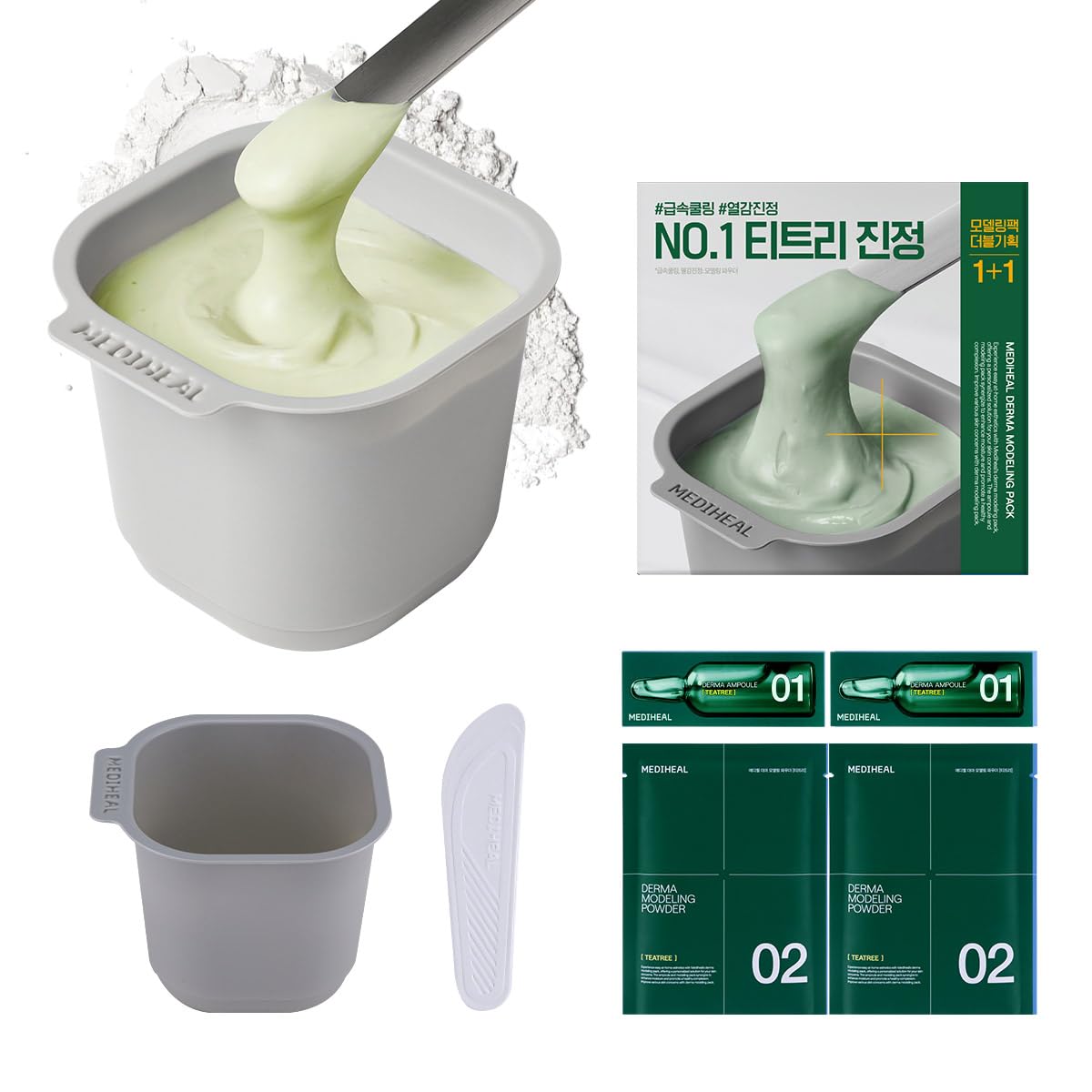 Mediheal Derma Modeling Pack Teatree : emballage prêt à l'emploi pour spa à domicile