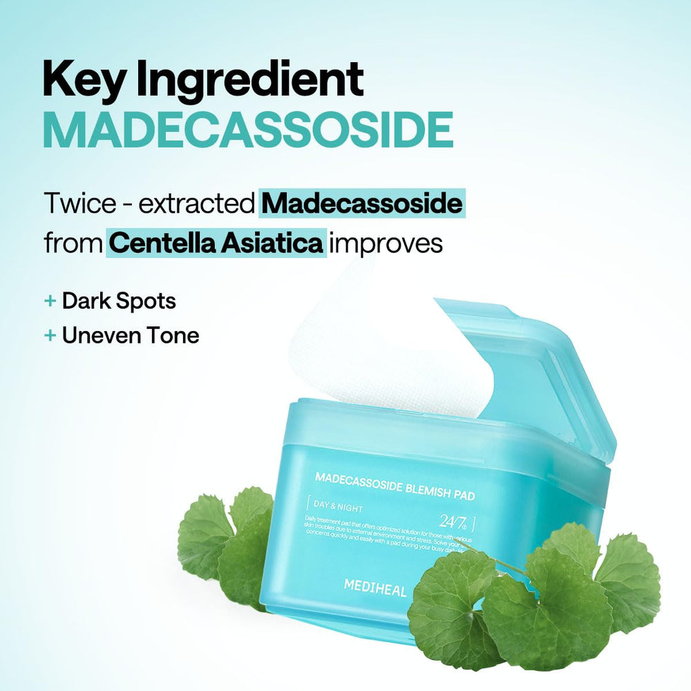 Mediheal Madecassoside Blemish Pad: tissu-gaze non irritant pour une douceur lors de l'application