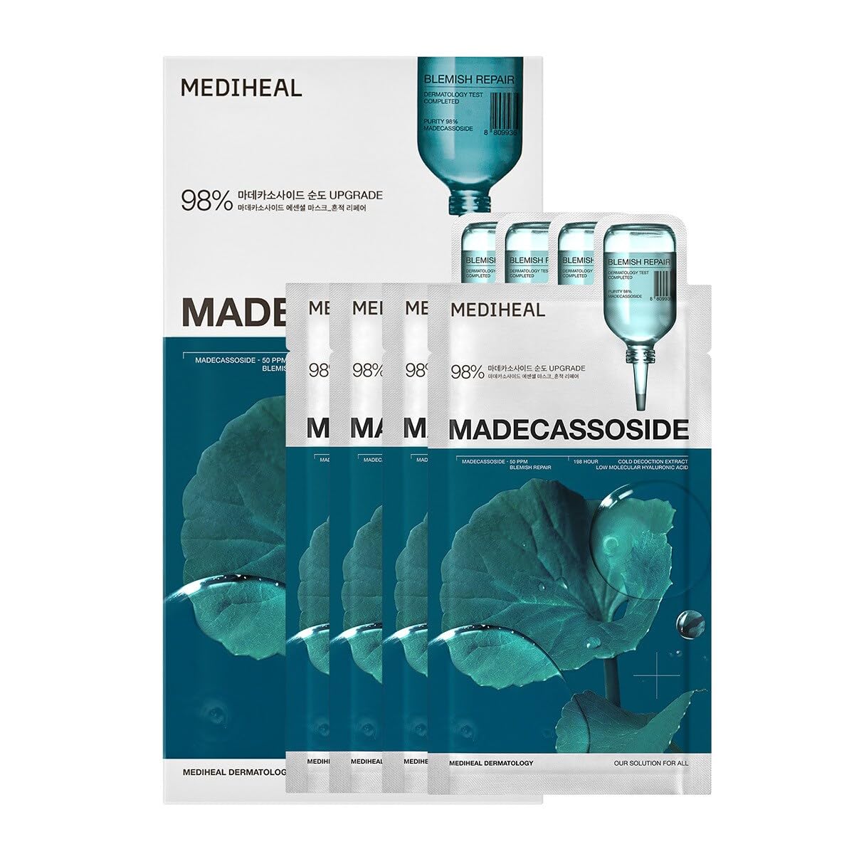 Masque Mediheal Madecassoside Essentiel: hydrater et apaiser, ciblant les imperfections.