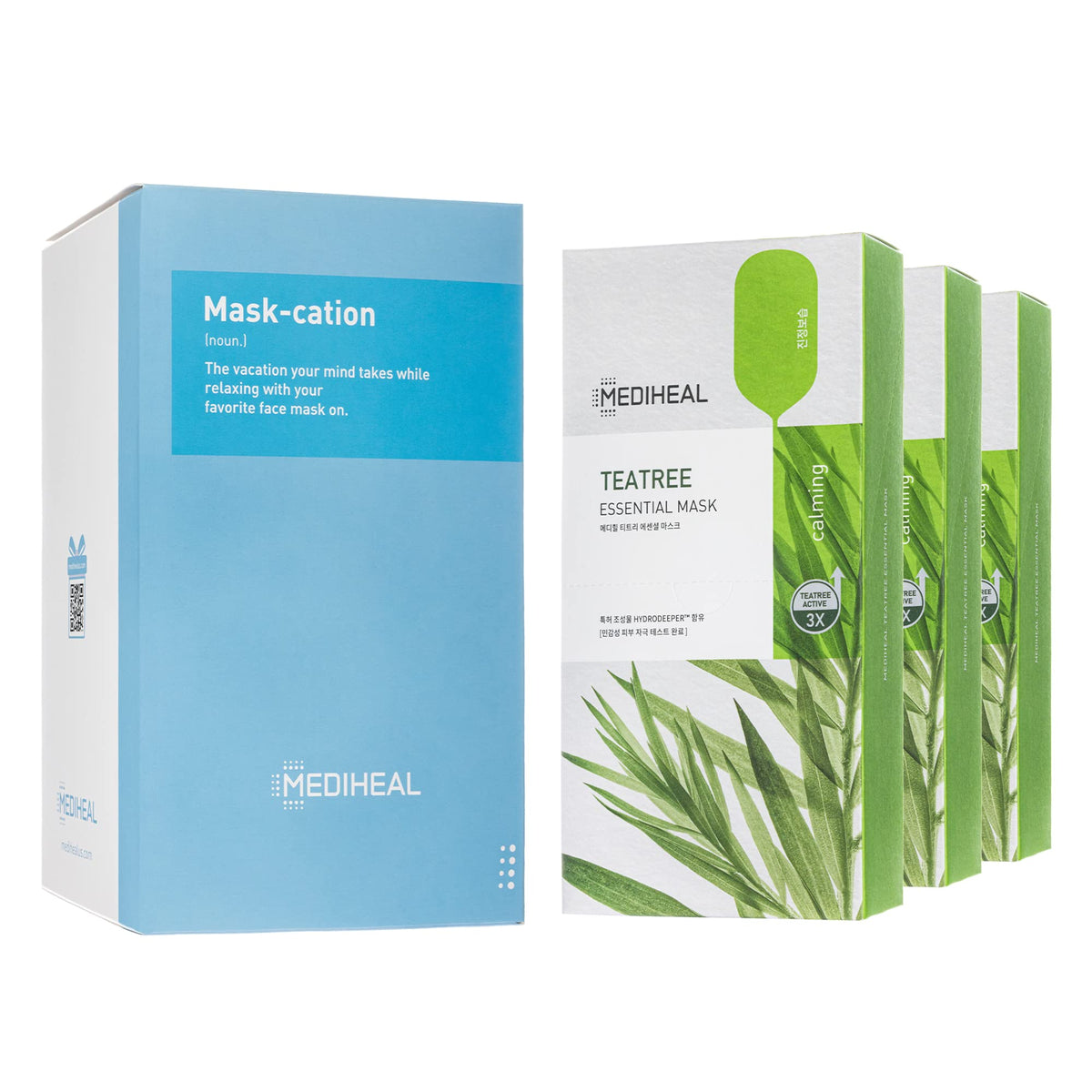 Mediheal masque arbre à thé, emballage jumbo pratique pour une routine économique.