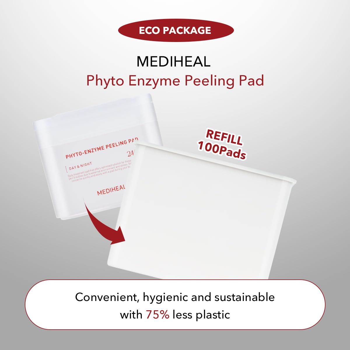 Close-up of pad texture showing gentle exfoliation by Mediheal Phyto Enzyme Pad.